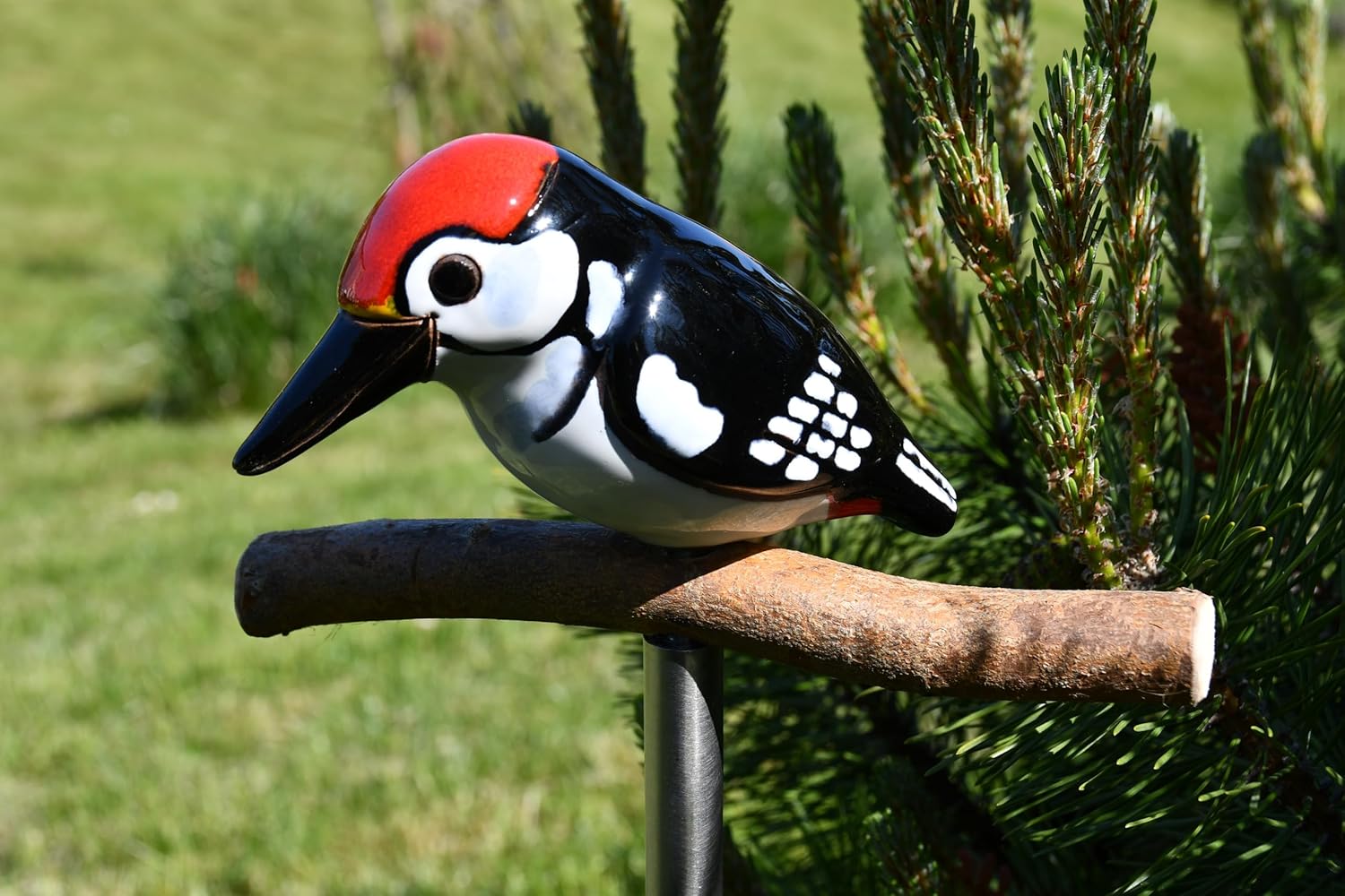 Ceramic Garden Decor - Bird Woodpecker Lawn Stake - Outdoor Statue - Perfect, Unique Gifts for Gardeners Woman, Men, Yard Gifts - Handmade, Frostproof