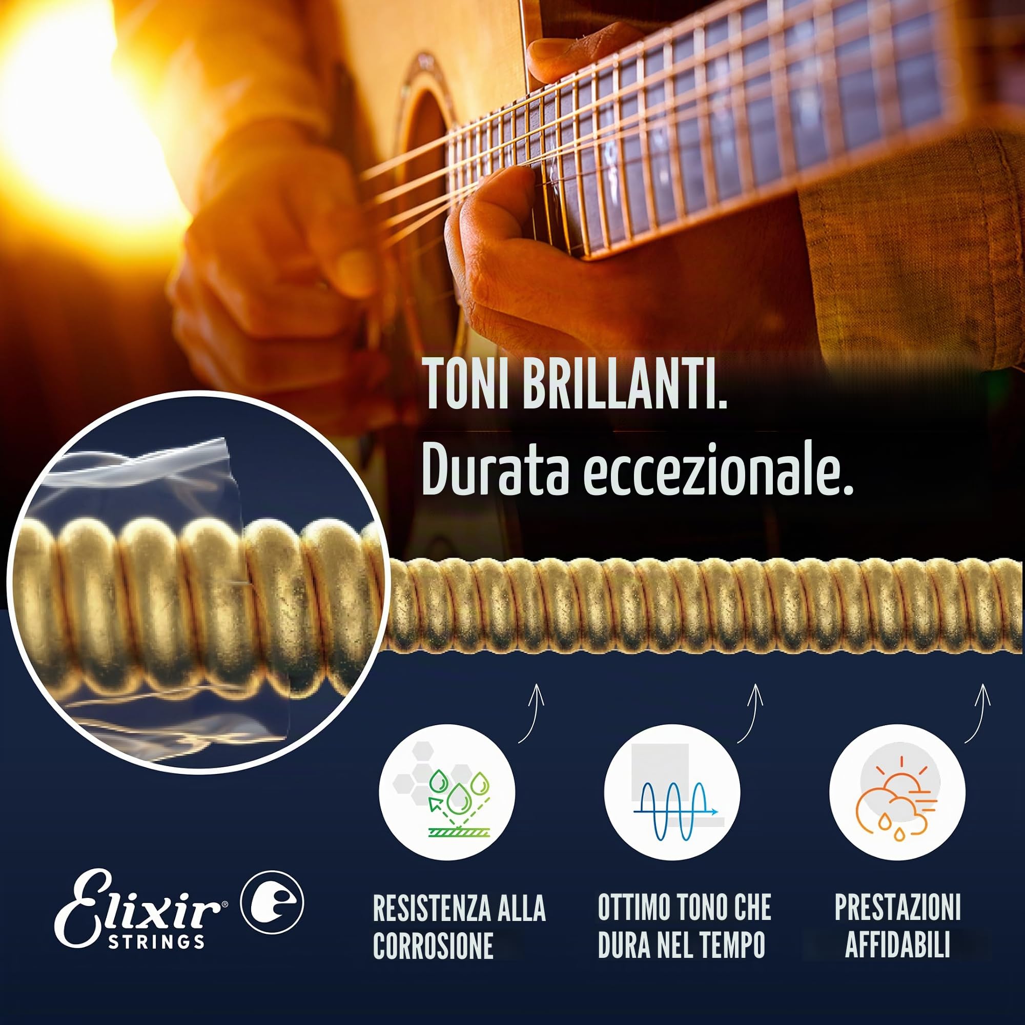 Elixir Strings 16546 - Corde per chitarra acustica in bronzo fosforoso, con rivestimento NANOWEB, confezione da 3, medie, 013-.056