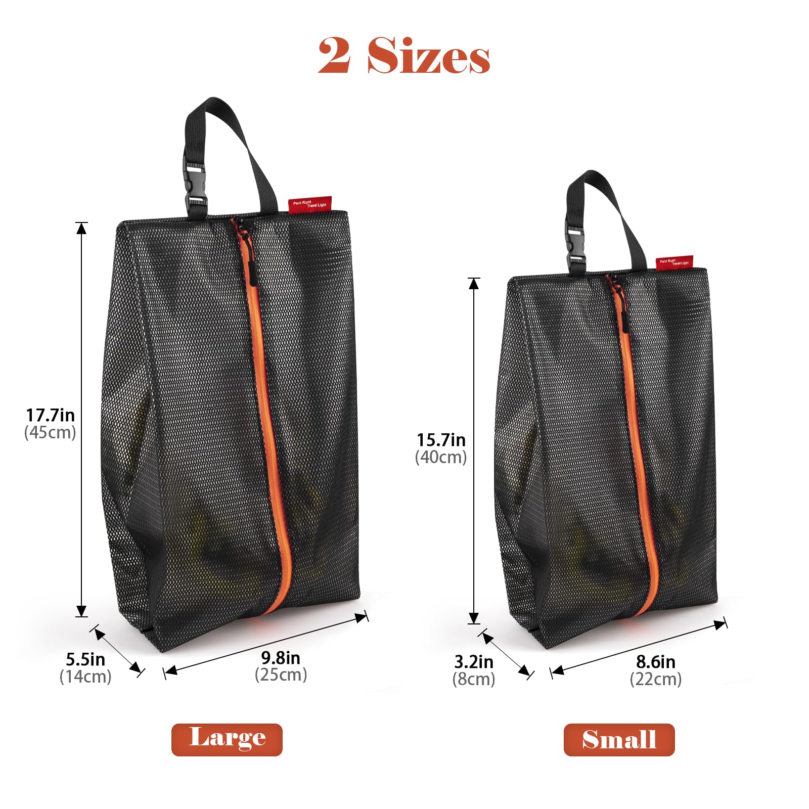 Reise Schuhbeutel, 2er-Set wasserdichte Schuhtasche mit Reißverschluss, Tragbare Schuhorganizer, Faltbare Schuhsack für Koffer, Sport, Männer und Frauen