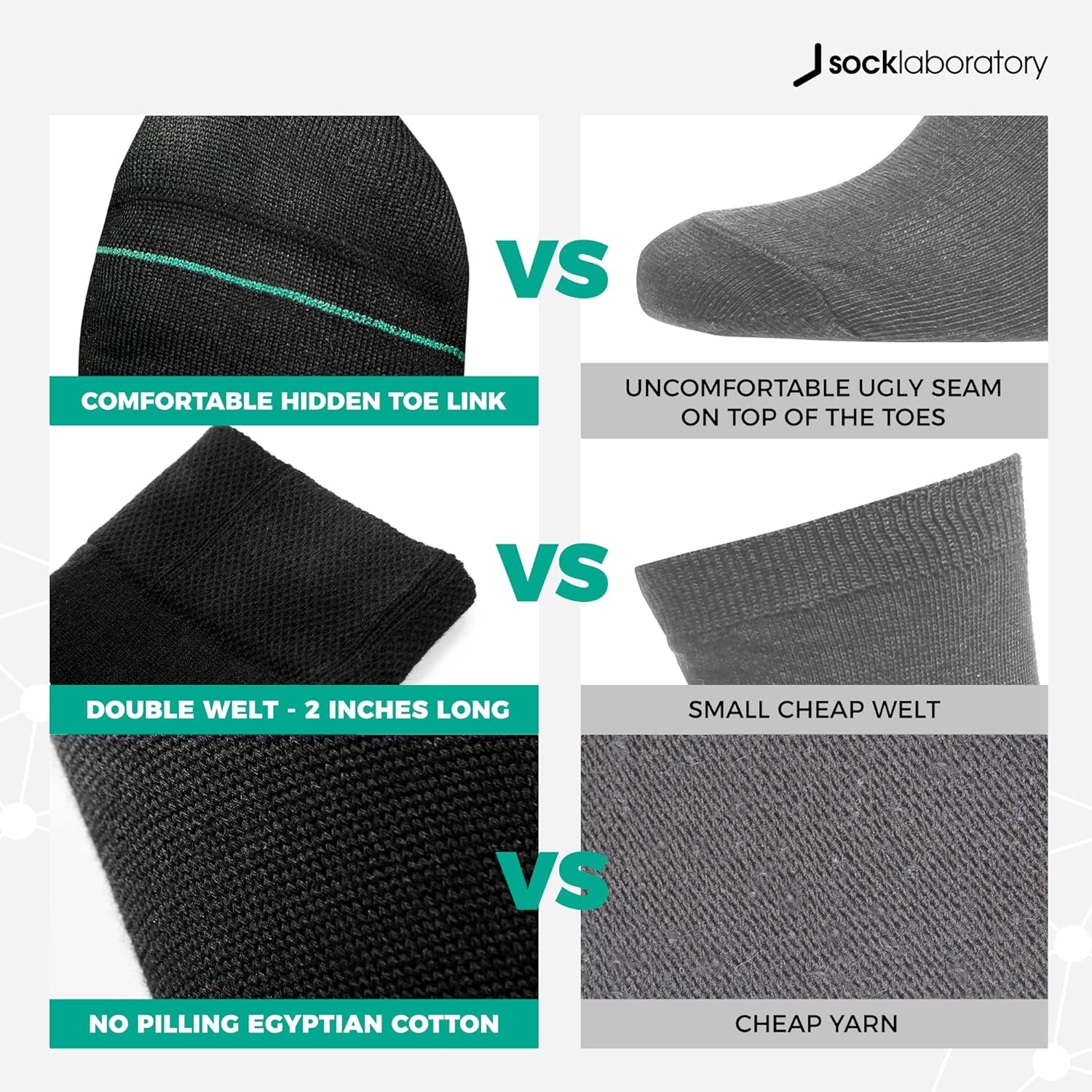 Men's Dress Socks - Egyptian Cotton - Crew (Box of 3) - Image 5