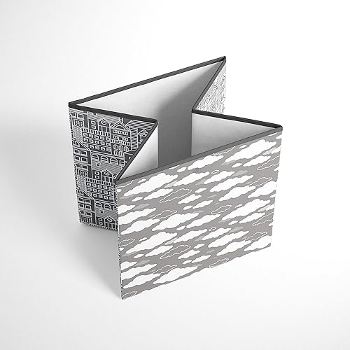 Miniatura 4 de Bacati Clouds in The City - Caja de almacenamiento pequeña, color blanco y gris