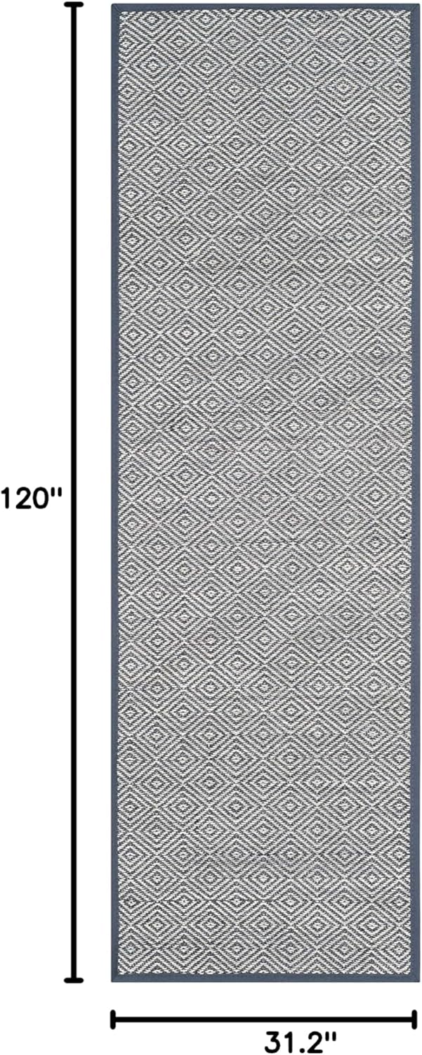 SAFAVIEH Natural Fiber Collection Runner Rug - 2'6" x 10', Natural & Dark Grey, Rustic Farmhouse Border Sisal Design, Easy Care, Ideal for High Traffic Areas in Living Room, Bedroom (NF151A)