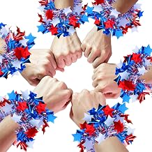 12 Pcs Red White Blue Star Fringe Bracelets for 4th of July Celebrations