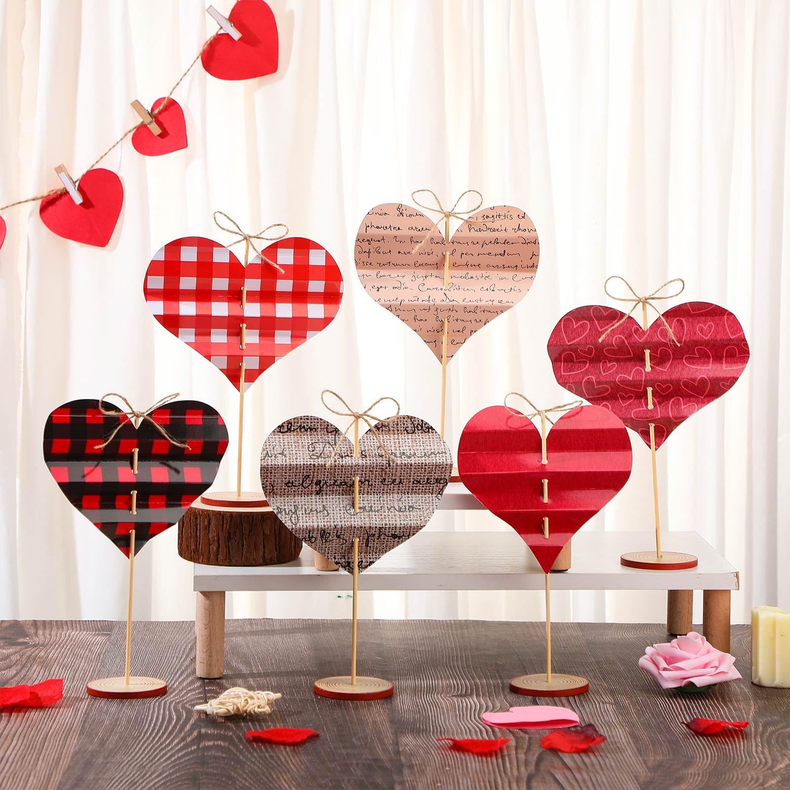 Amazon.com: Amyhill 12 Pcs Valentine's Day Table Top Decoration Rustic ...