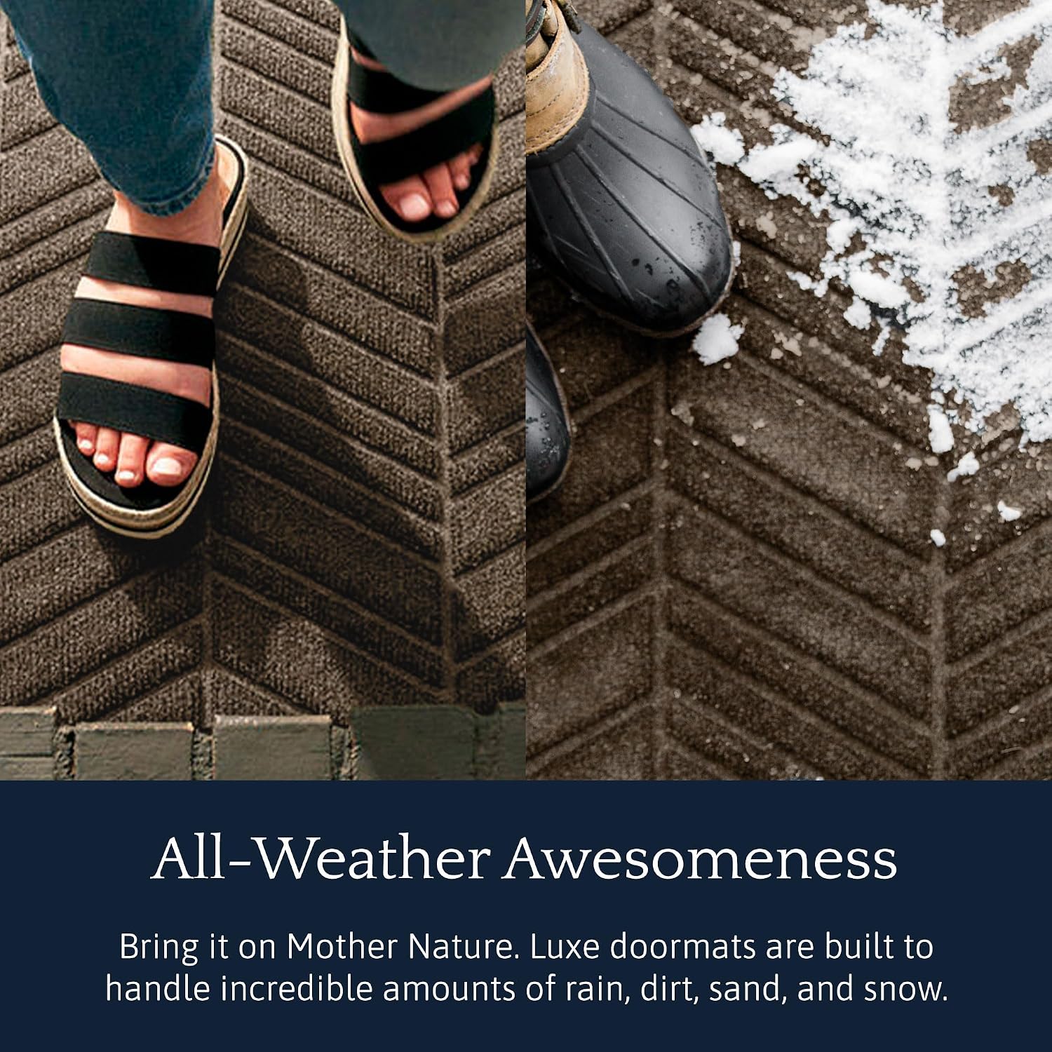 Matterly WaterHog Luxe in Vein Front Door Mat Indoor Outdoor Entrance, All-Weather Doormat with Rubber Backing, Dirt & Moisture Trapper, Low Profile & Easy Clean, Made in USA, 21.5"x35" Greige