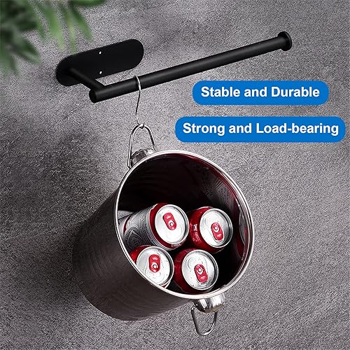 Miniatura 6 de Searik - Soporte para toallas de papel debajo del gabinete y encimera, soporte adhesivo negro para toallas de papel de montaje en pared, soporte de