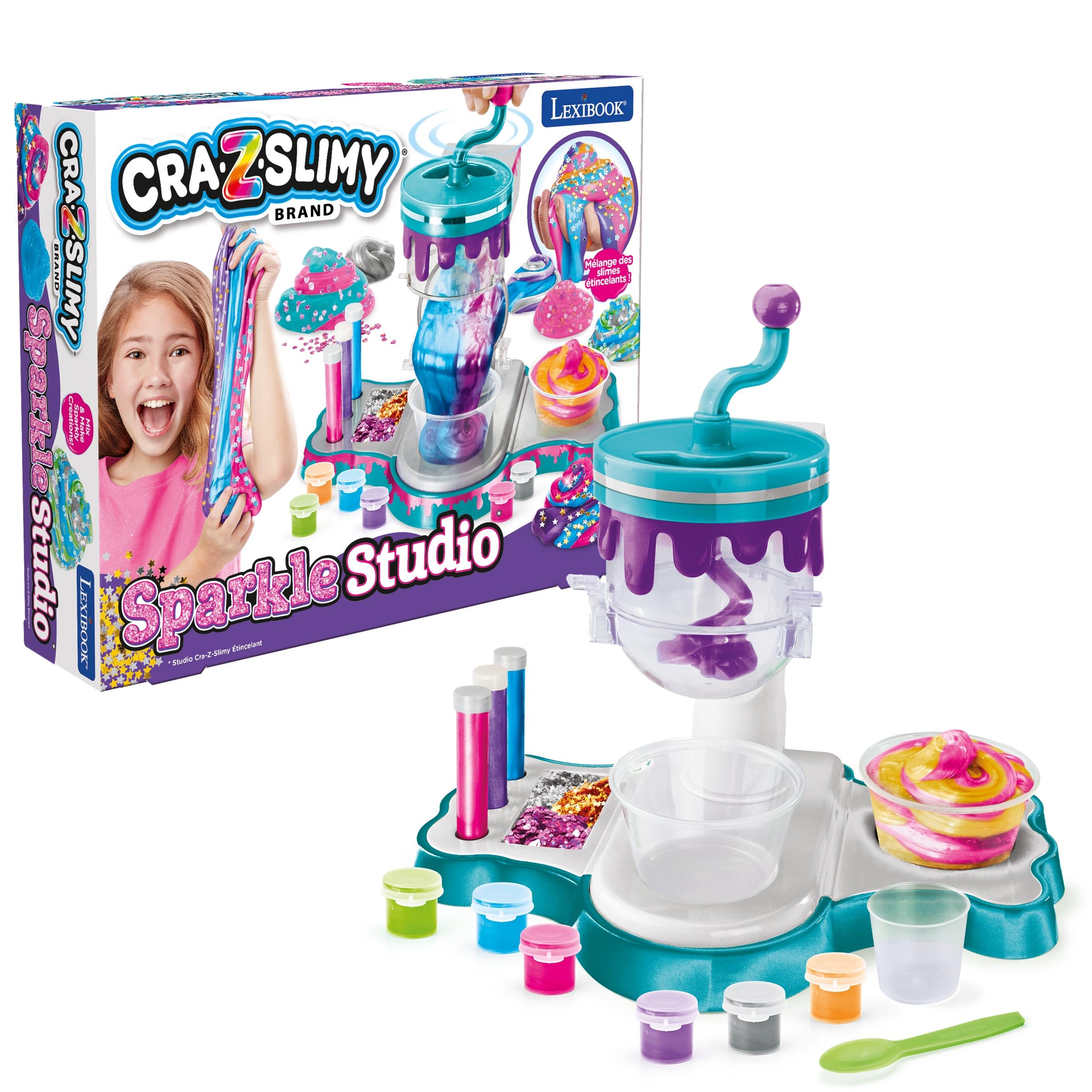 Lexibook, Studio Slimy Scintillante, Rosa Viola Blu Arancione Verde Argentato, CRSLIM40