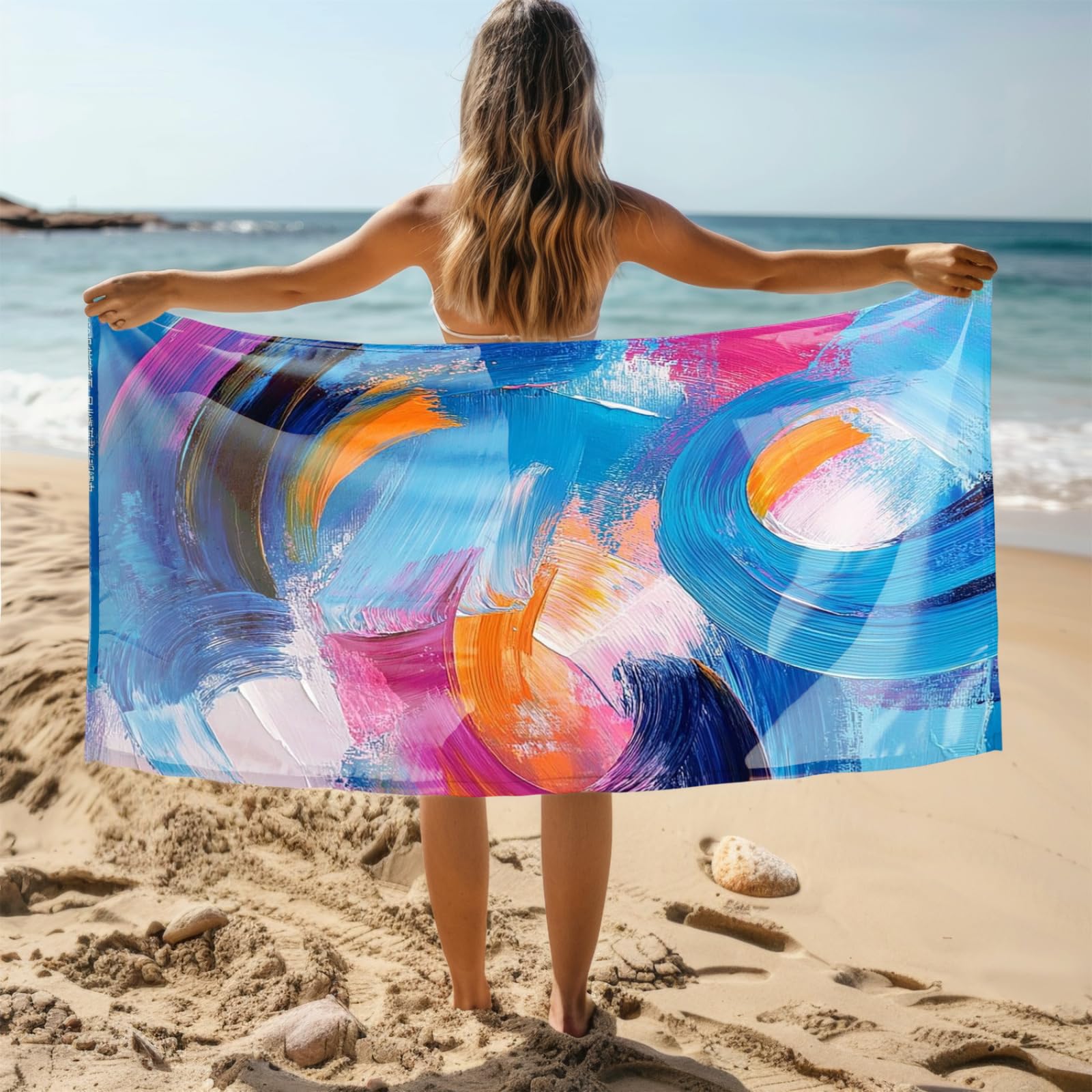 Genérico Toalla Playa Grande Abstracto Azul Microfibra Secado Rápido Oversize Toalla Sin Arena Súper Ligera Piscina Camping Picnic Yoga Gimnasio Y Deportes Viaje