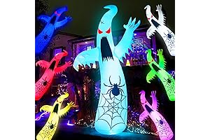 12FT Halloween Inflatables Giant Ghost with 7-Colored LED Lights: A Spooktacular Spectacle...