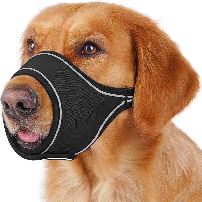 Soft Dog Muzzle for Medium Sized Dogs to Prevent Biting Chewing | Training, Vet Visits, Grooming, for Border Collie, Beagle, with Buckle Adjustable Strap Reflective Strip, Snout Cir 8.75-9.5"