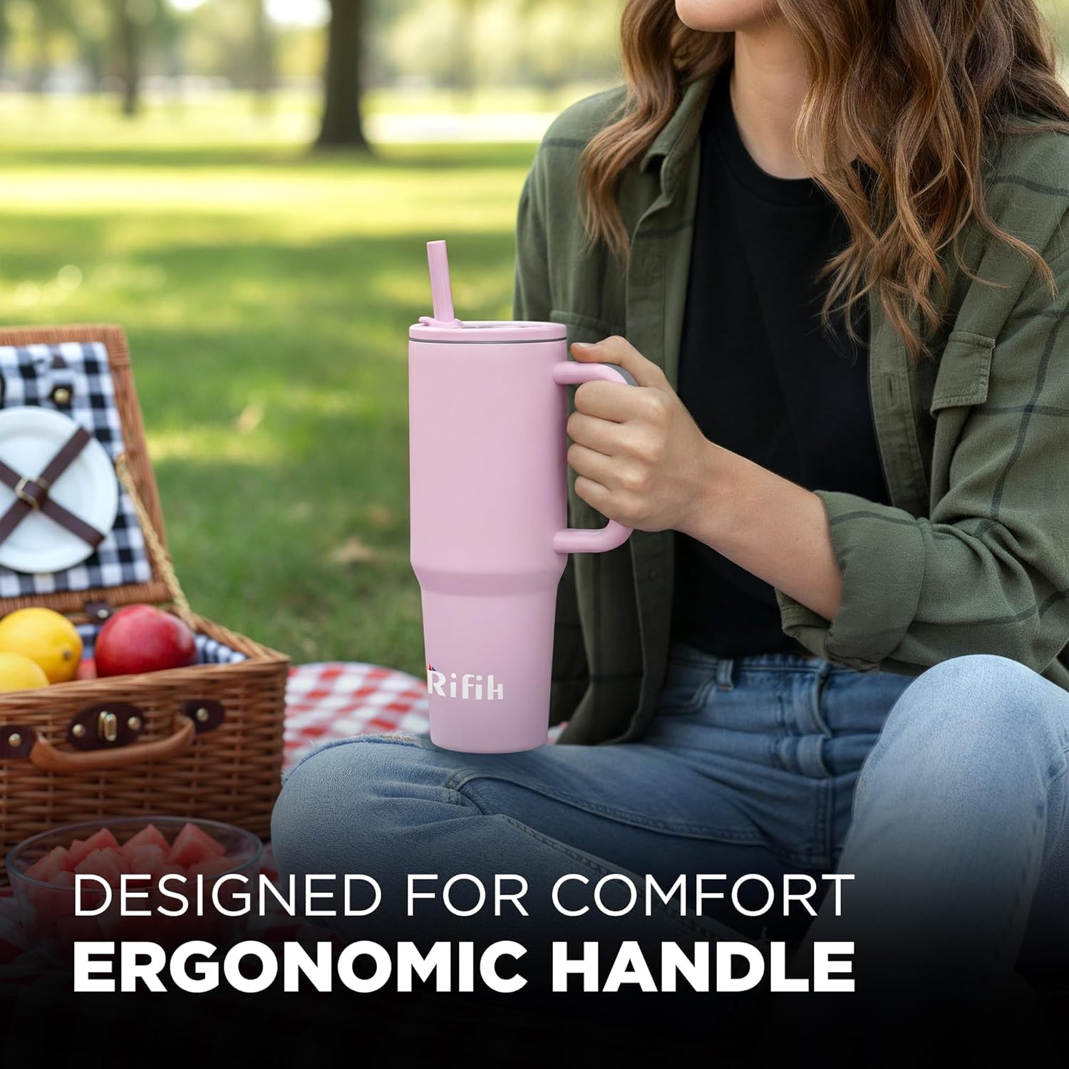 Cup with Lid and Straw, Tumbler with Handle, Travel Mugs, Stainless Steel Cup, Insulated Water Bottle, Insulated Travel Coffee Mugs, Cup with Straw, Coffee Mugs with Lids (PURPLE, 40 OZ) - Image 7