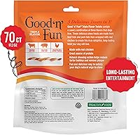 Vista 2 de Good 'n' Fun Giros de triple sabor para todos los perros, 70 unidades, trata a tu perro con masticables de larga duración hechos con piel de res