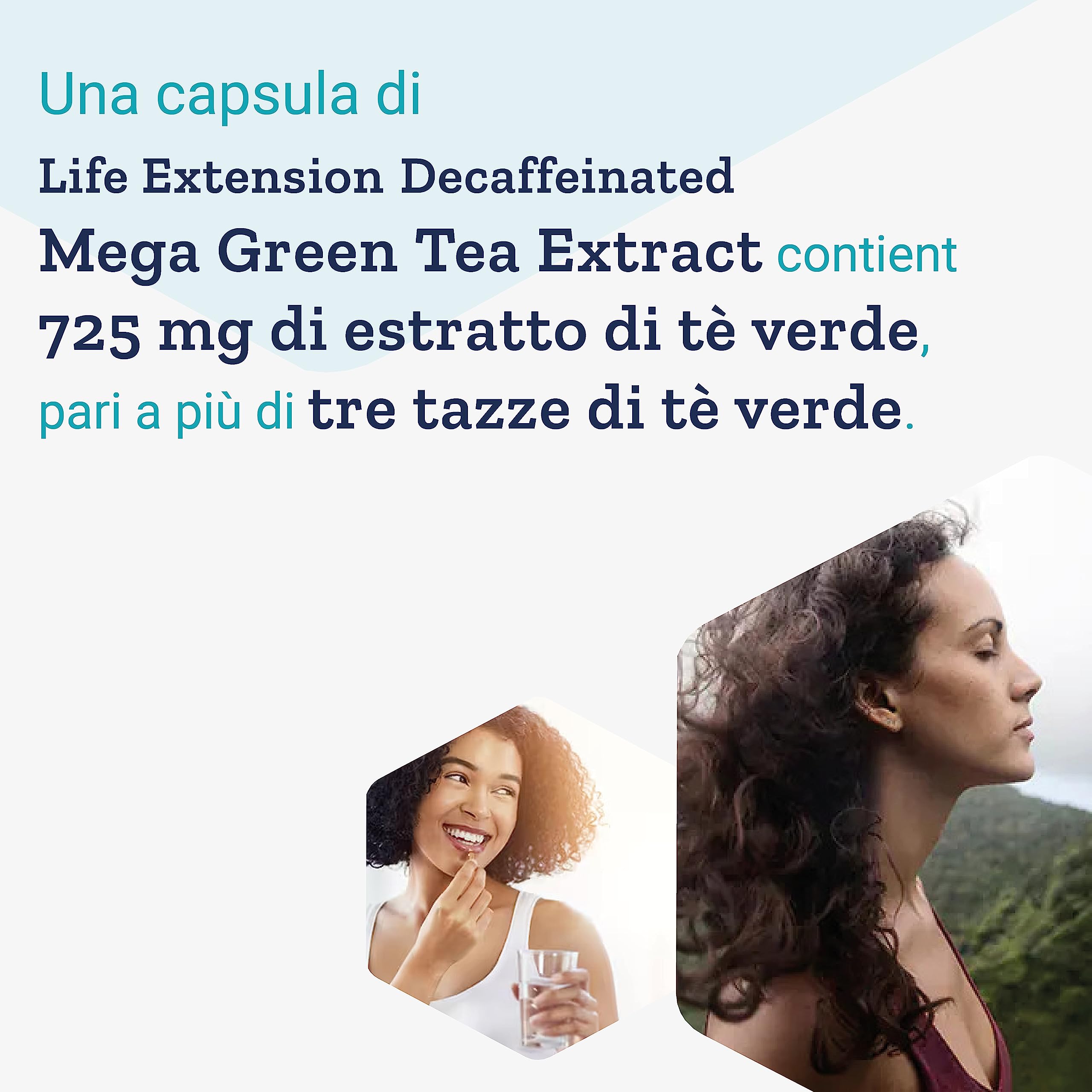 Life Extension, Mega Estratto di Tè Verde, 725mg, Decaffeinato, 100 Capsule Vegane, Testato in Laboratorio, Vegetariano, Senza Glutine, Senza Soia, Non OGM