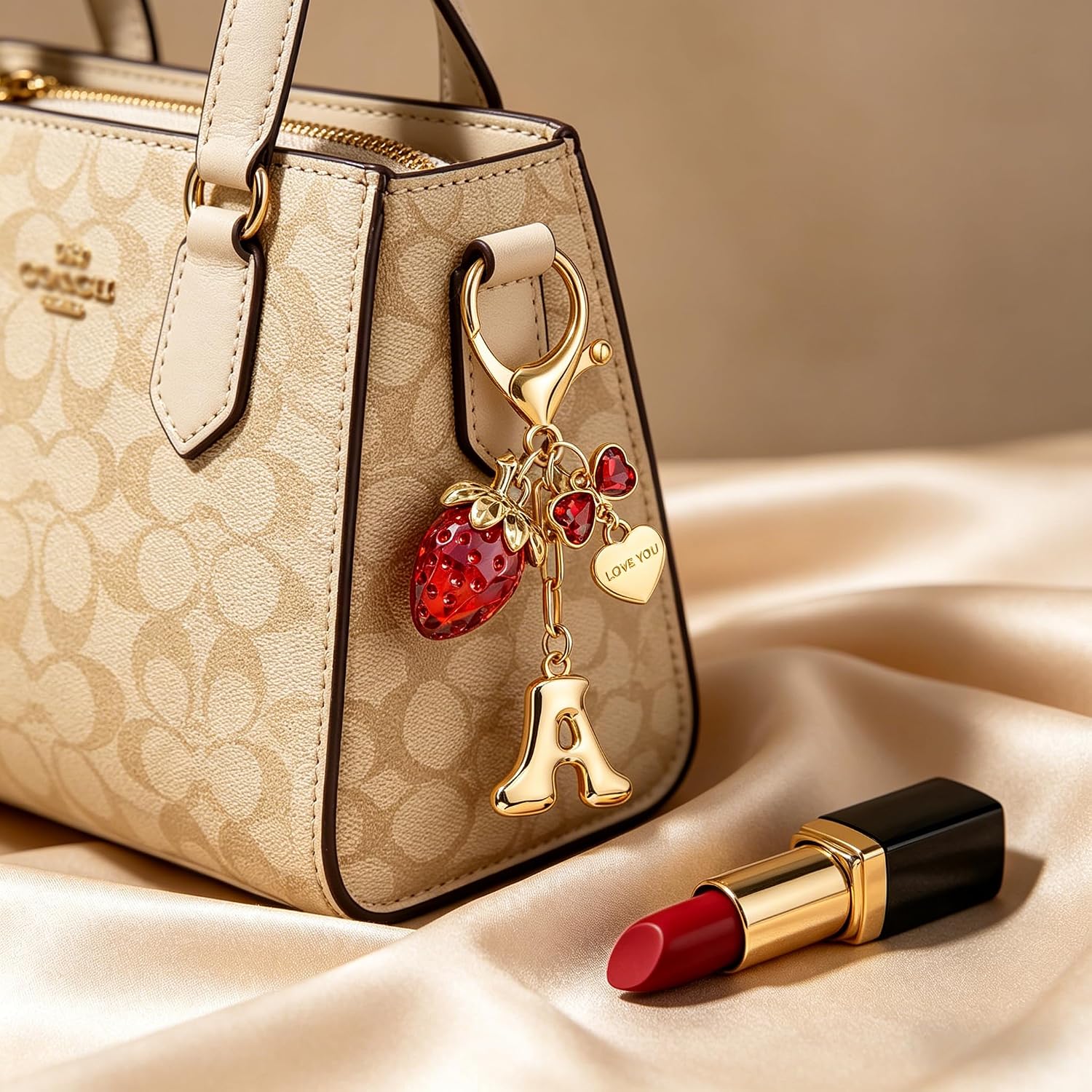 OUMILAN Bubble Initial Keychain Bag Charms for Women