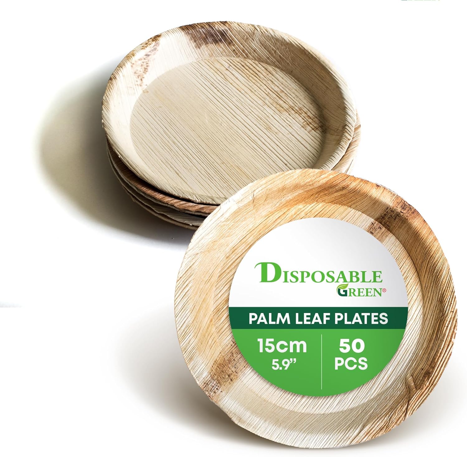 – Round Disposable Plates, Areca Leaf Serving Plates, Dinner Plates for Parties, Weddings, Catering, & More, Disposable Plates for Hot Food & Cold Food, 15 x 2cm, 50-Pcs