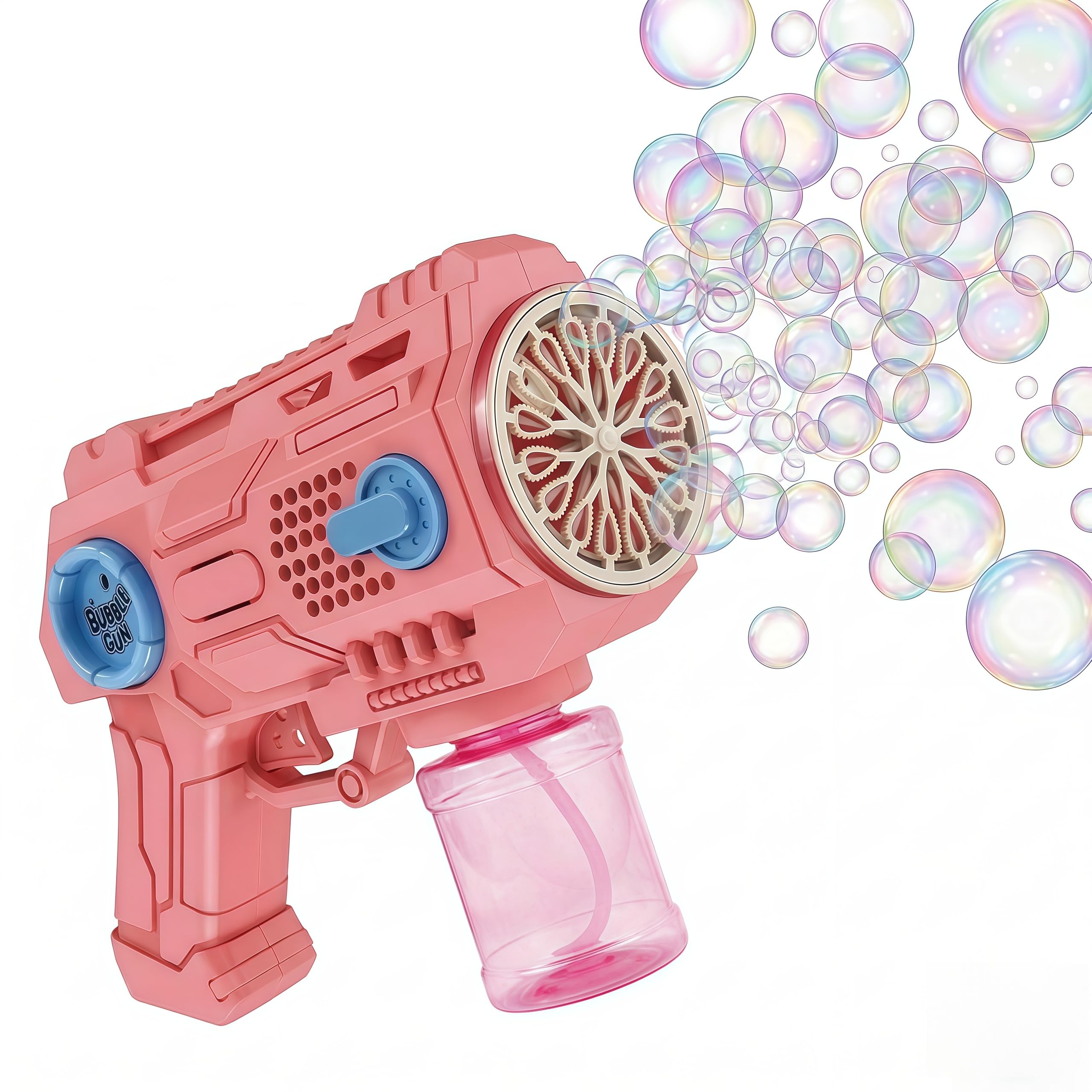 Bubble Machine for Kids, Muslecid Rechargeable Bubble Maker, Light Up Automatic Bubble Wand Toys for Baby Children Gifts for Party Favors, Travel Outdoor Birthday Game (Pink)