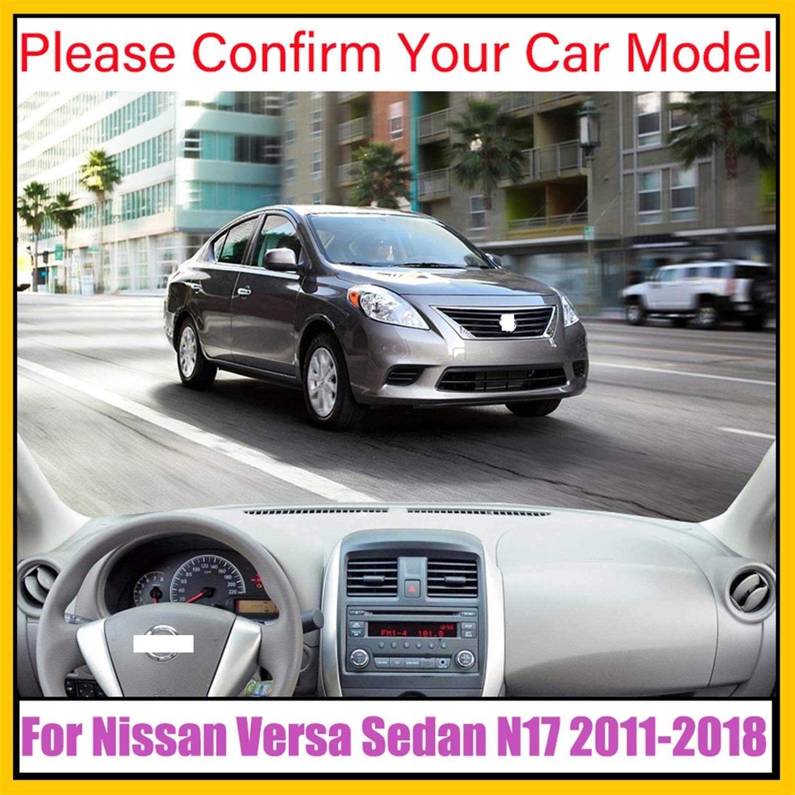 Dla NISSAN, Versa Sedan N17 Almera Sunny Latio 2011~2018 mata antypoślizgowa pokrywa deski rozdzielczej Pad osłona przeciwsłoneczna akcesoria