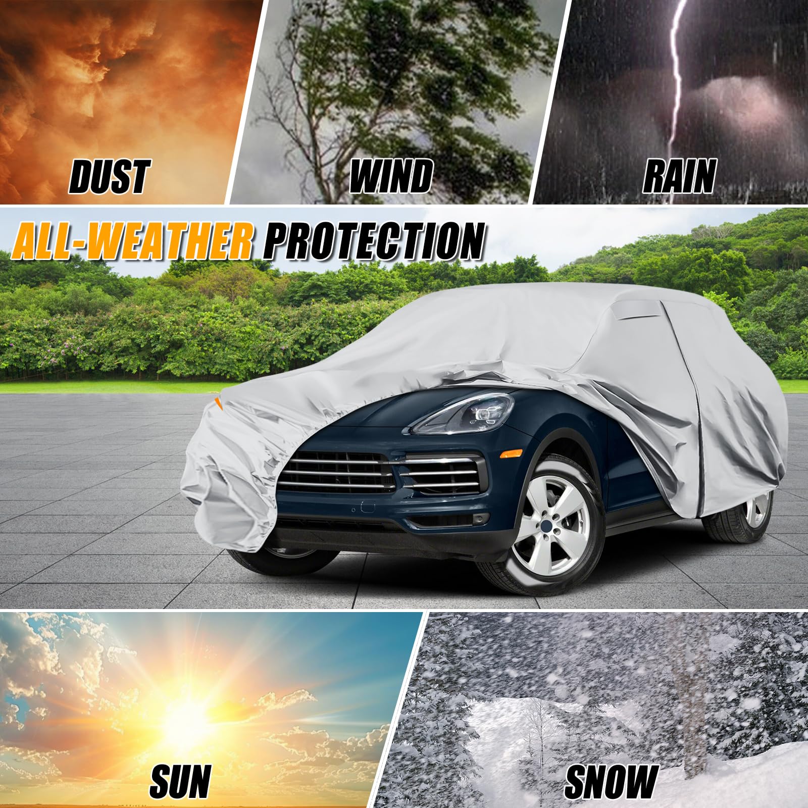 Cubierta impermeable para Porsche Cayenne 2009-2025, funda para todo clima con cierre de cremallera, resistente al viento, gris
