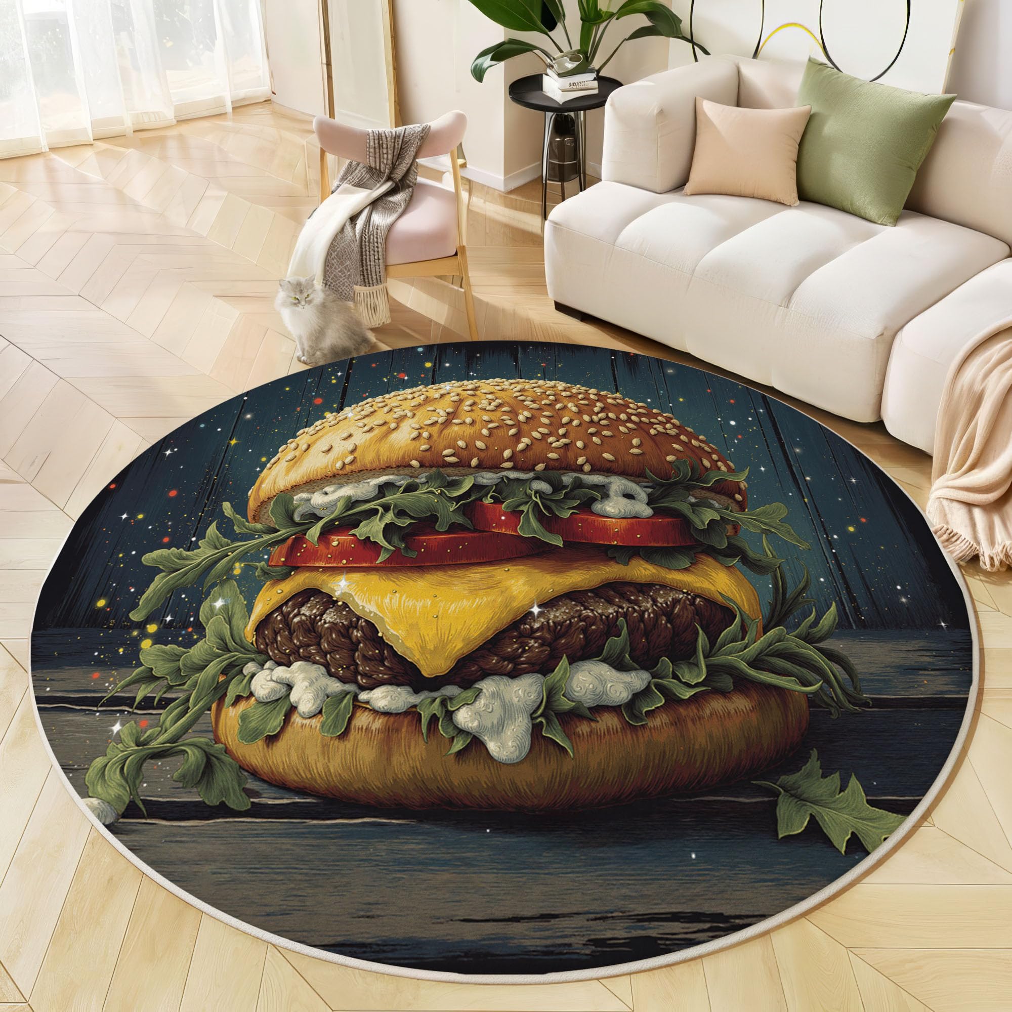 Tapis pour enfant rond 160cm grand tapis doux chambre d'enfant et filles facile à entretenir