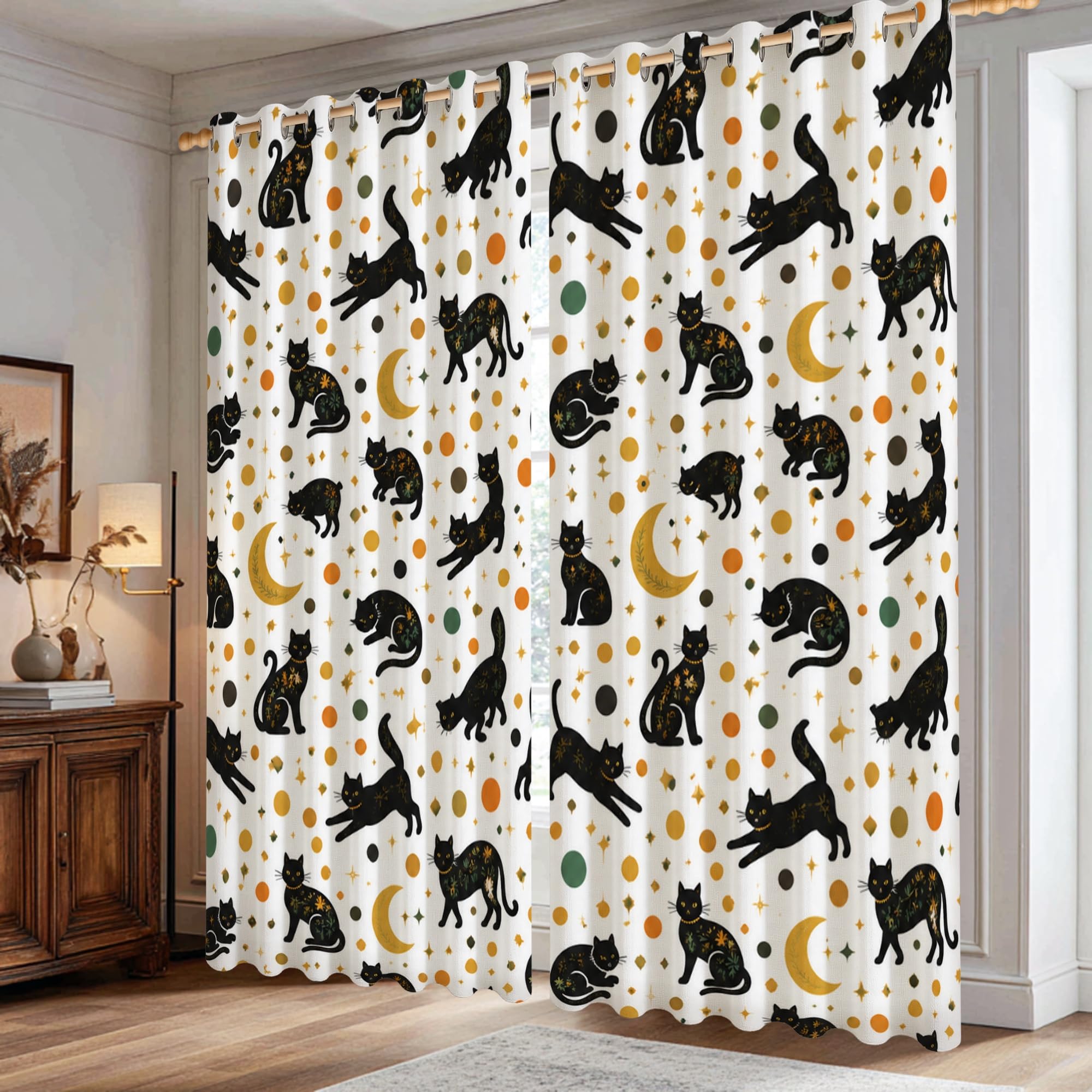 Rideaux occultants thermiques lune et étoile pour tamiser la chambre