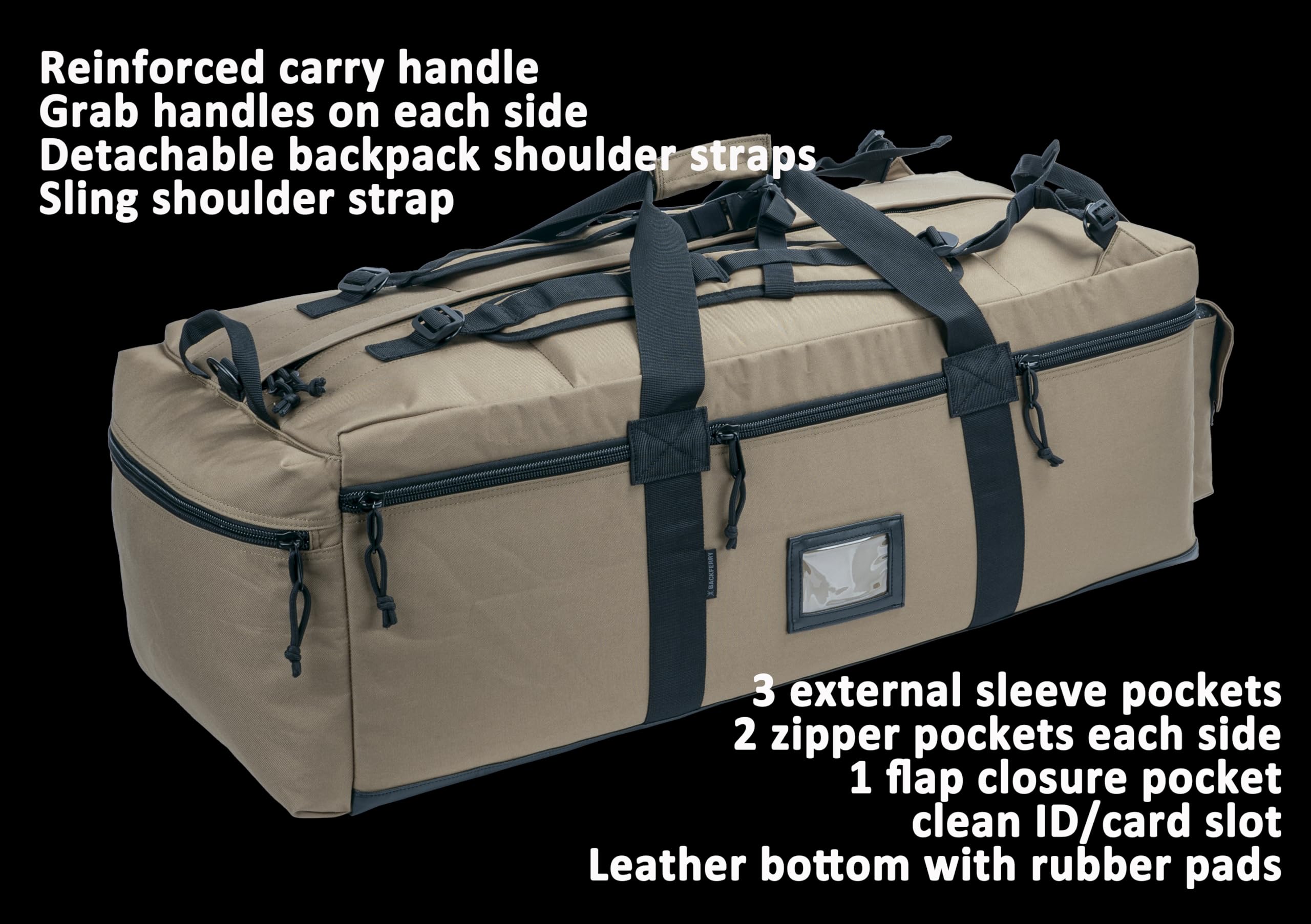 Grande borsa in stile militare, borsa tattica per attrezzature sportive, borsa da viaggio con spallacci rimovibili, 80 litri, Kaki