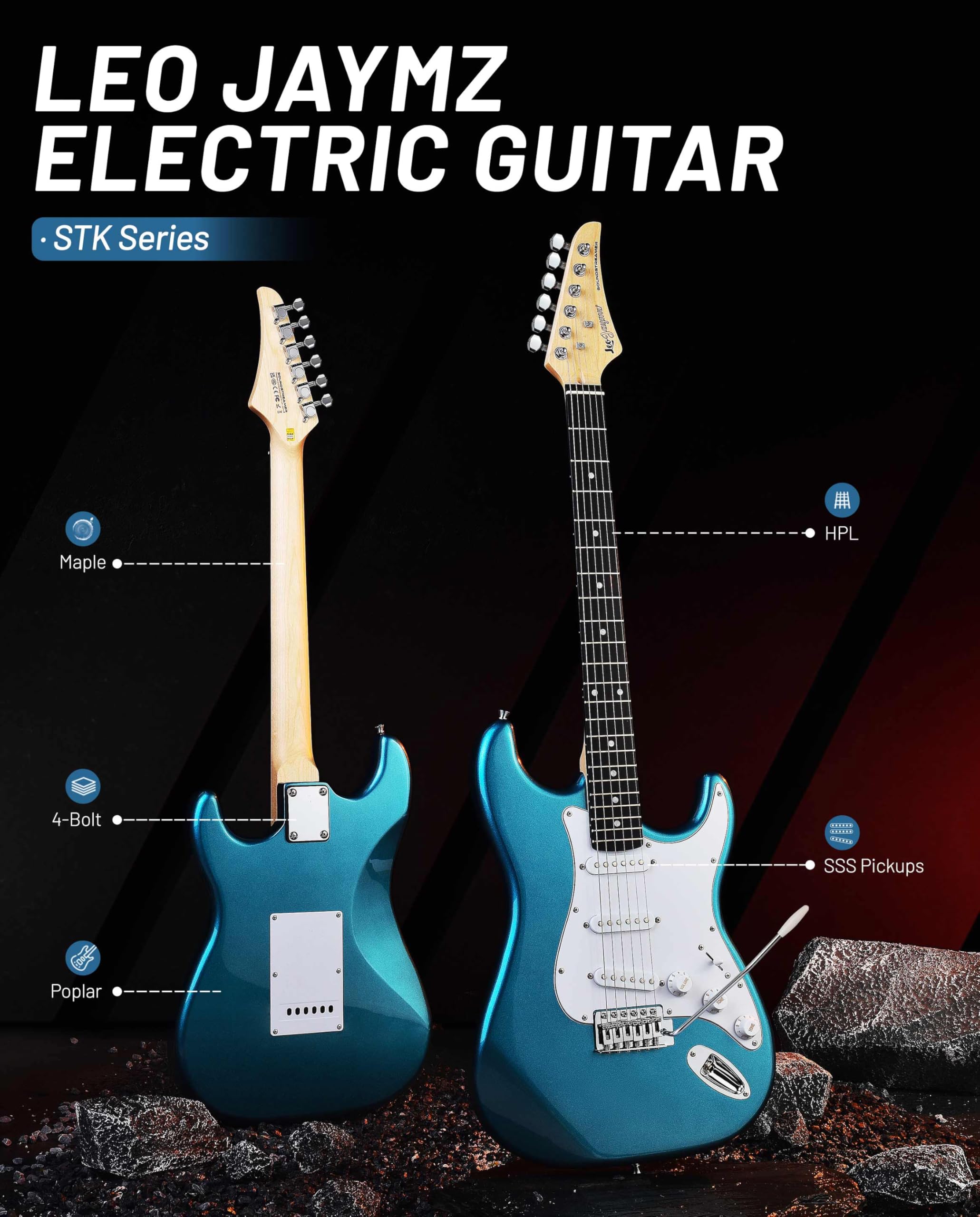 Leo Jaymz エレキギター Amazon.com: Leo Jaymz Beginner Electric Guitar 39” Kit with