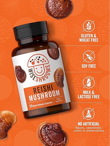 Miniatura 5 de Carlyle Wiseshrooms - Extracto de cápsulas de hongos Reishi | 5000 mg | 120 unidades | Suplemento sin OMG y sin gluten | por Wiseshrooms