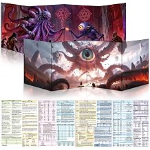 Byhoo DM Screen 2 PCS with Immersive Themes - Premium DM Screen 5e for D&D - Eye Demon & Eye Tyrant, Waterproof Reusable Surface, Tri-Fold Portable Approx A4 Size Compatible with 5E Rules