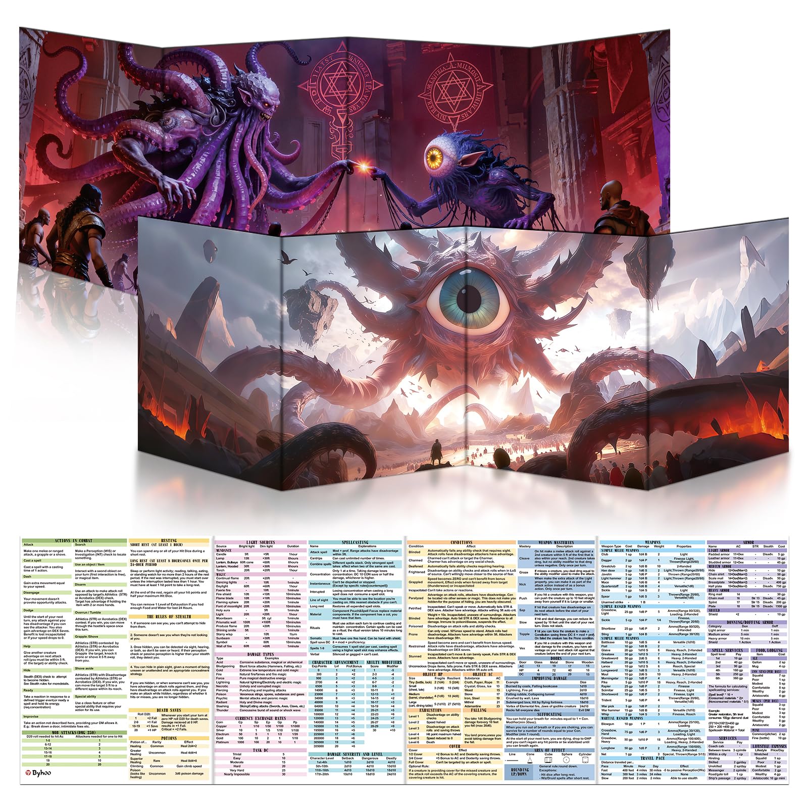 Byhoo DM Screen 2 PCS with Immersive Themes, Premium DM Screen 5e for D&D, Eye Demon & Eye Tyrant