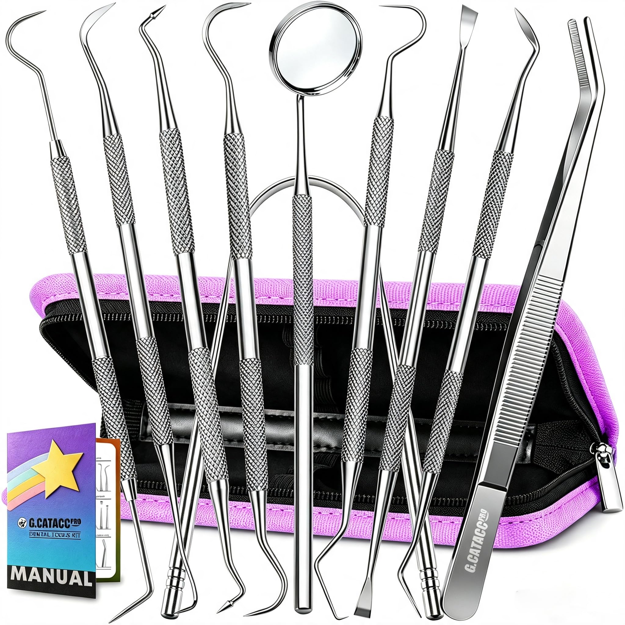G.CATACC Dental Cleaning Kit - 10 Tools -12 G.CATACC Dental Cleaning Kit - 10 Tools -12
