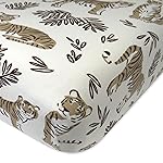 HonestBaby Fitted Crib Sheets Set Standard Mattress, 100% Organic Cotton Baby Boys, Girls, Neutral, 1 Pack - Tiger Cubs, One Size
