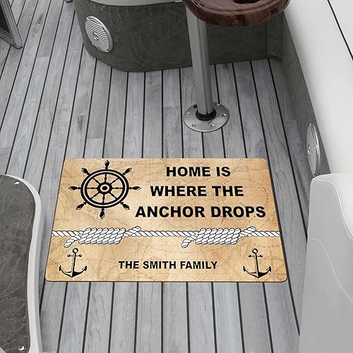 Miniatura 10 de Tapete personalizado de bienvenida a bordo de barco, tapete de puerta de ancla con nombre personalizado, alfombra de barco personalizada, alfombra