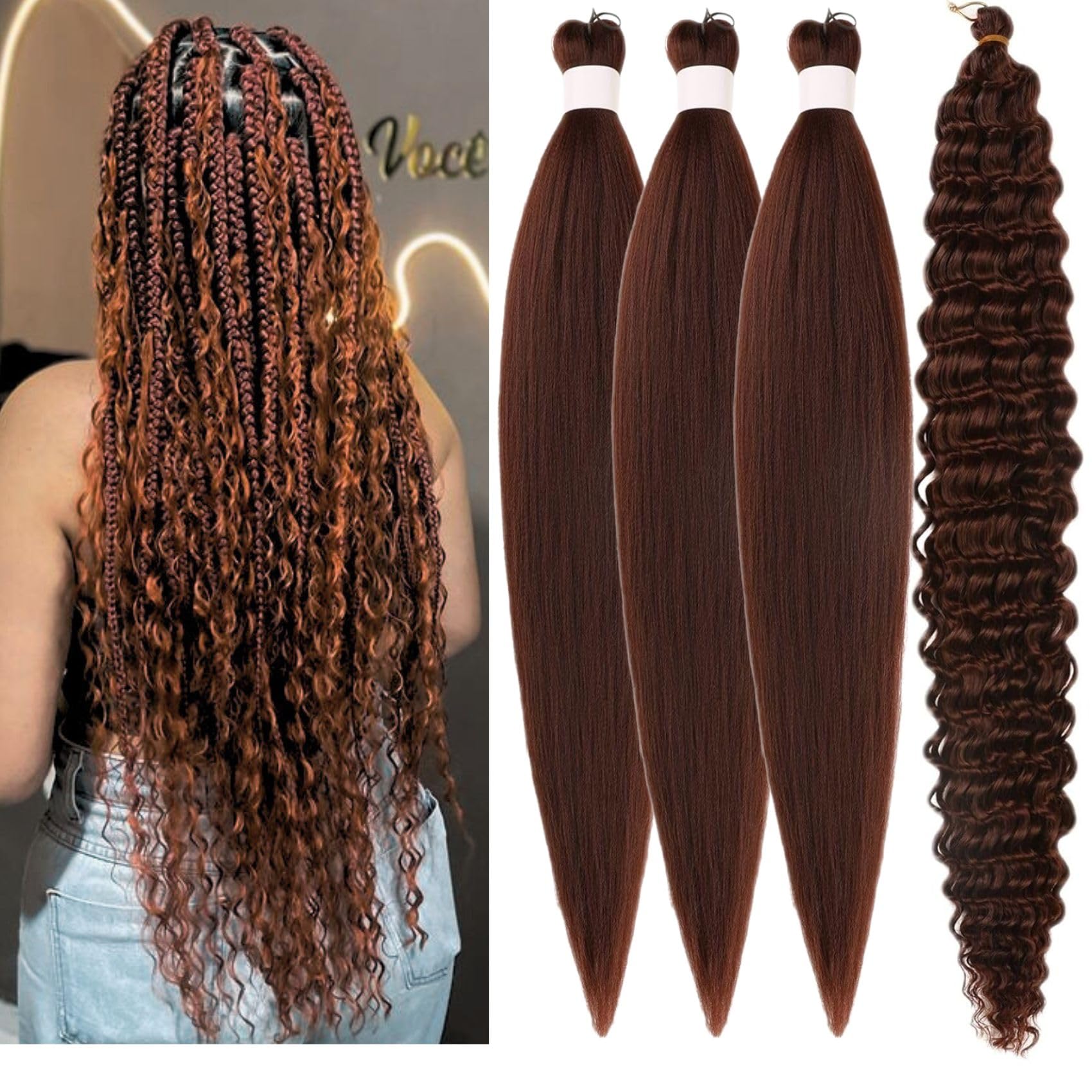 Chocolate Brown Braiding Hair Pre stretched for Boho Braids Pre stretched Boho Braiding Hair