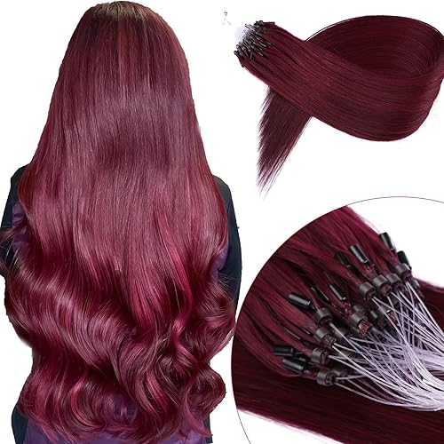 KiiKiiGirl Micro Link - Extensiones de cabello humano Remy virgen de 22 pulgadas, extensiones de cabello humano con microenlace, extensiones de