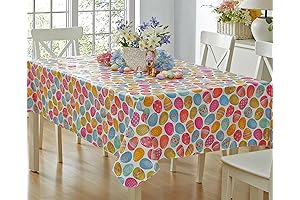 Newbridge Easter Egg Color Explosion Spring Flannel Backed Vinyl Tablecloth