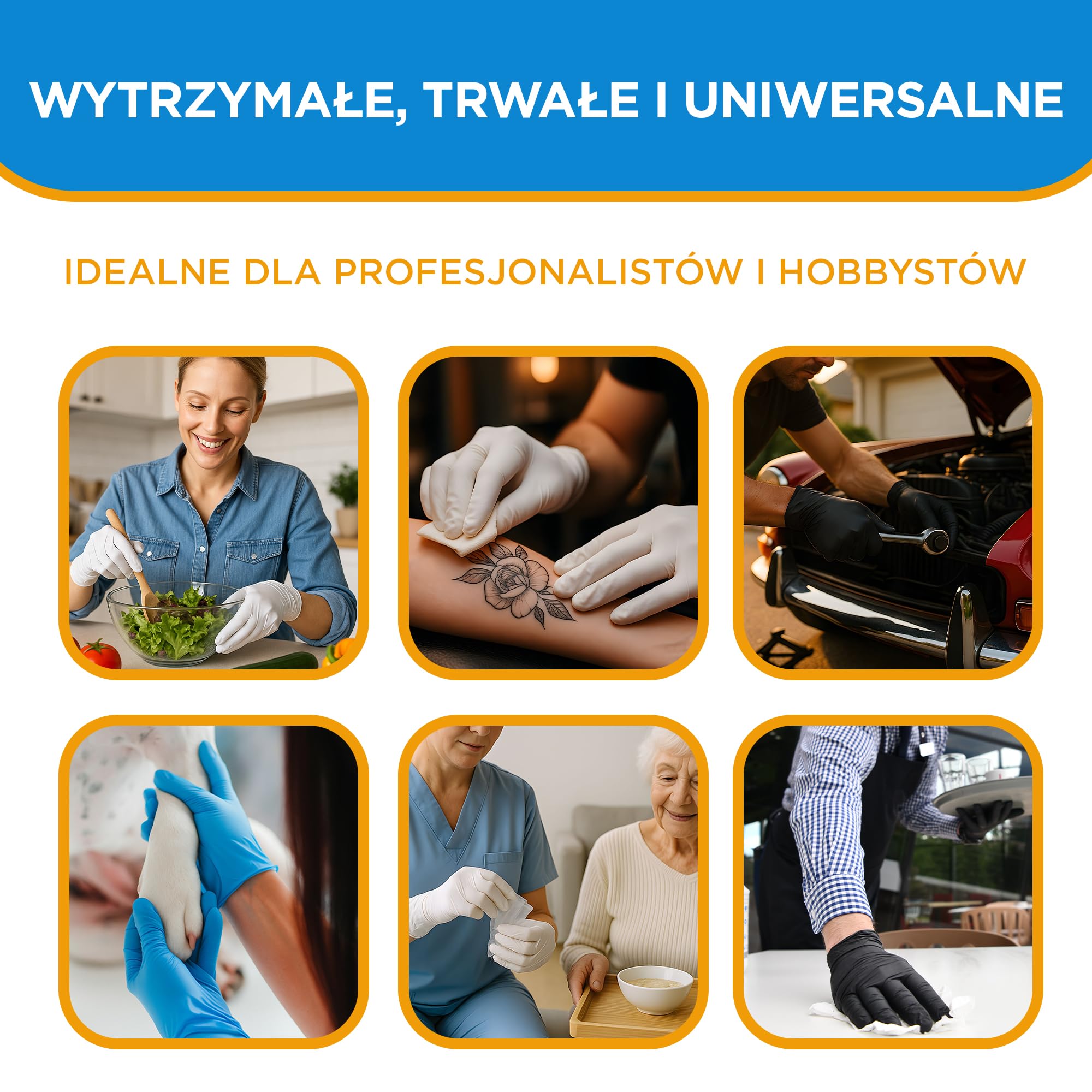 ISC Hygiene & Safety Rękawice nitrylowe, bardzo mocne, jednorazowe rękawiczki, 100 sztuk, rozmiar 8 M, niebieskie, bez talku, bez lateksu, gumowe rękawice jednorazowe