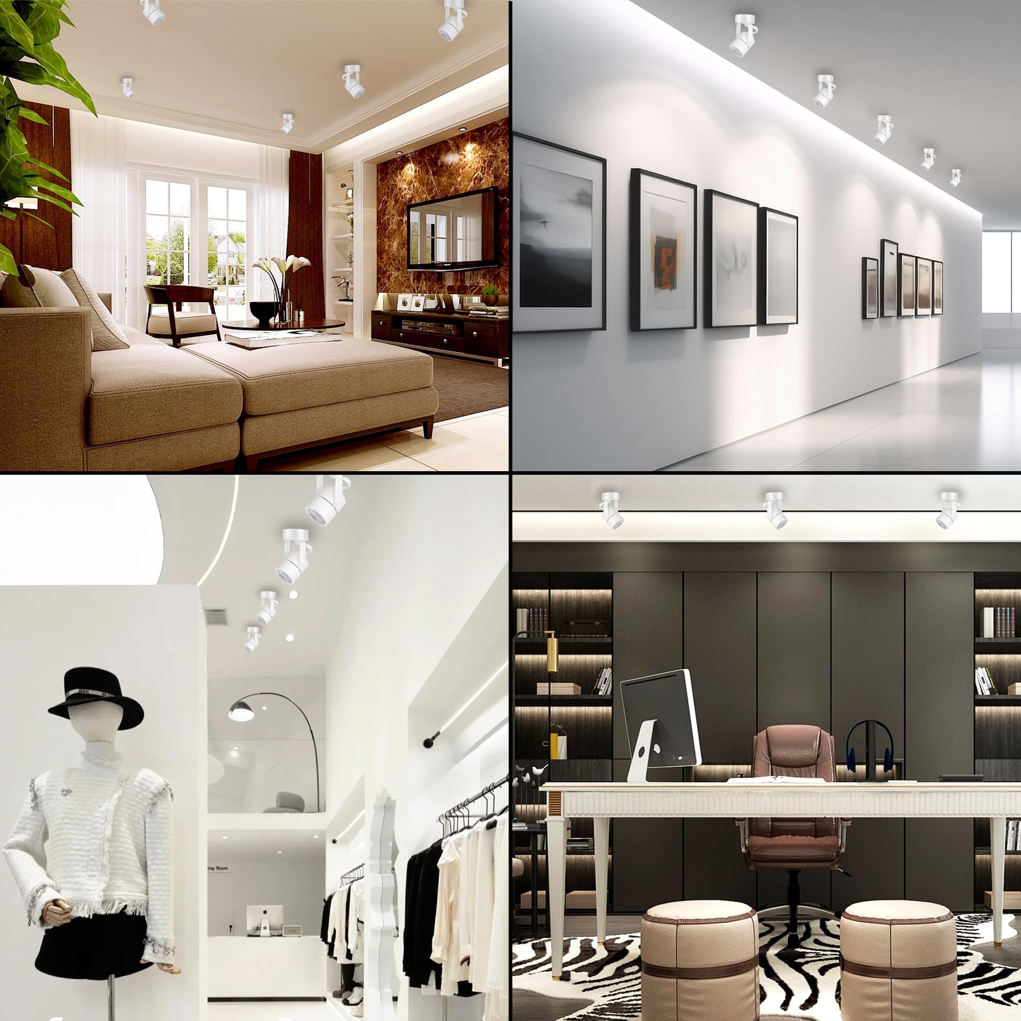 Bravsekai 6 Packs GU10 Ceiling Spotlight, Anti-Glare Ceiling Spotlight Fixtures, 10W GU10 Bulb 6000k LED Ceiling Spotlight, Accent Lights for Shops, Supermarkets, Kitchens