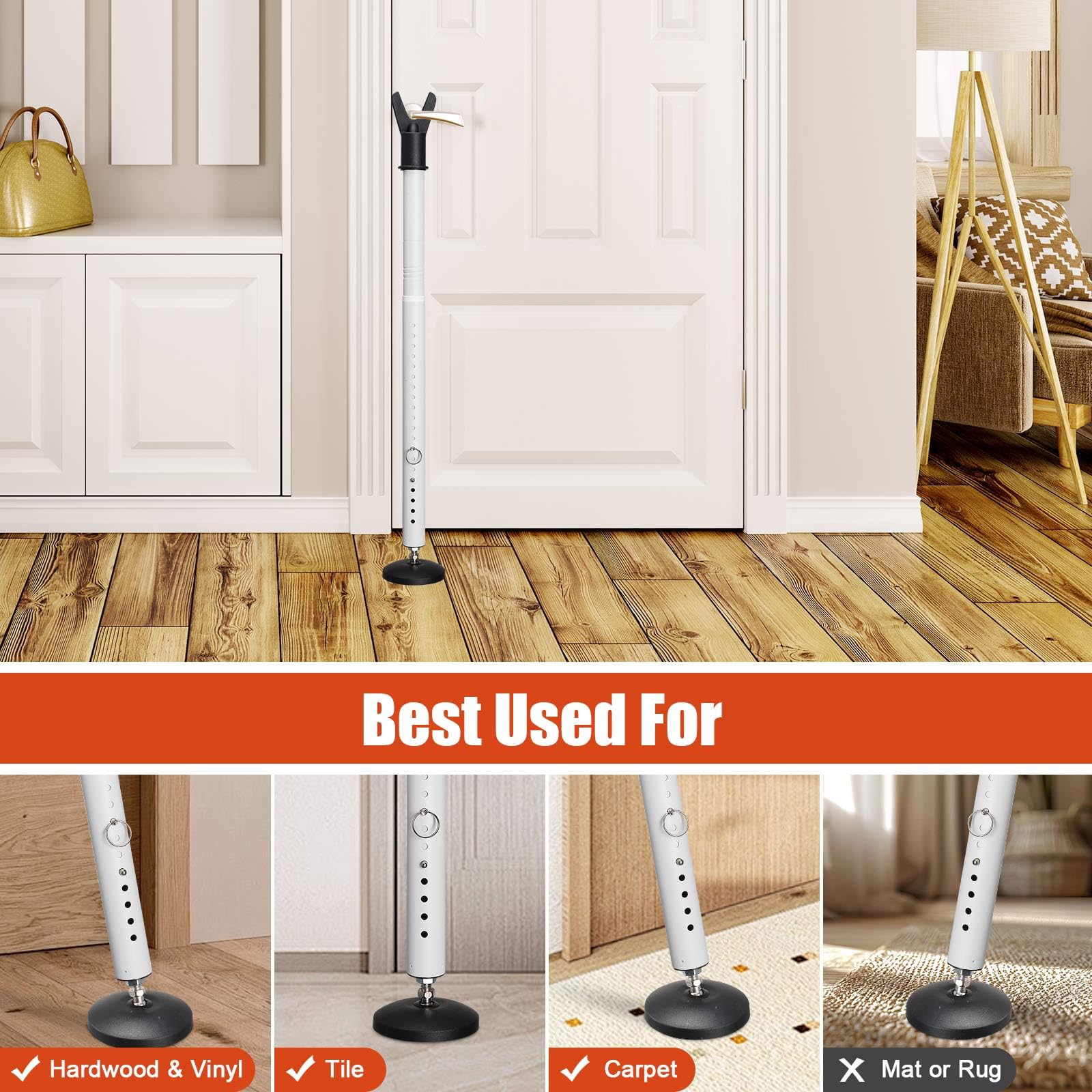 Barra de seguridad para puertas corredizas y ventanas, barra antirrobo resistente, ajustable de 35 a 42 pulgadas, barra de bloqueo de seguridad para puertas de patio, cocina, balcón, deslizadores