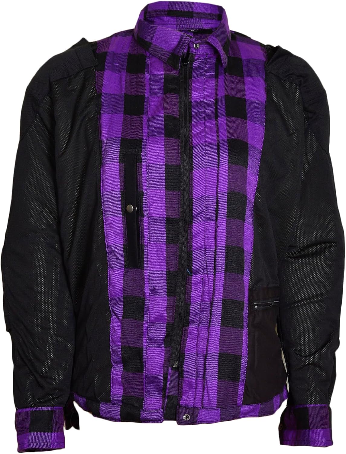 Women’s Motorcycle Flannel Shirt- Cotton Plaid Biker Riding Jacket-CE Approved Armor - Reinforced w/Aramid Fiber