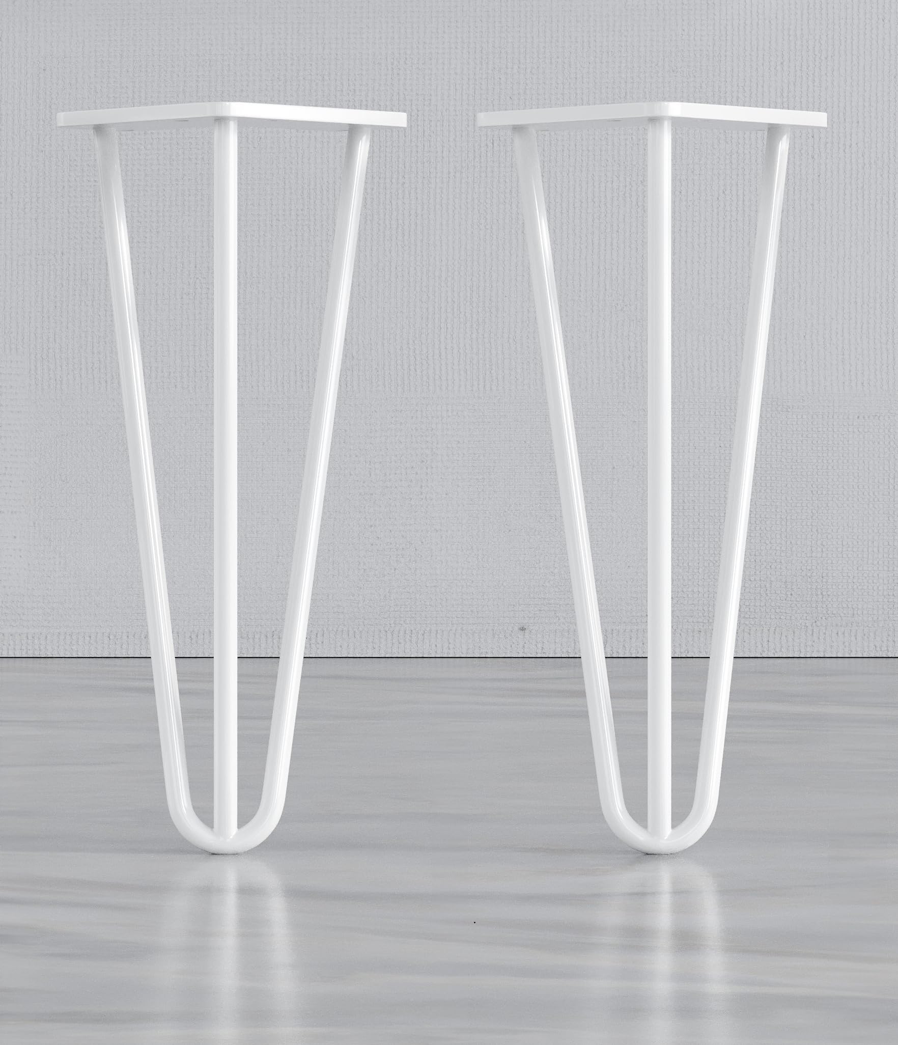 Stormguard 3-Pin Steel Hairpin Legs, Set of 2, Modern Furniture Legs, Various Sizes & Colours Available (White, 50cm)