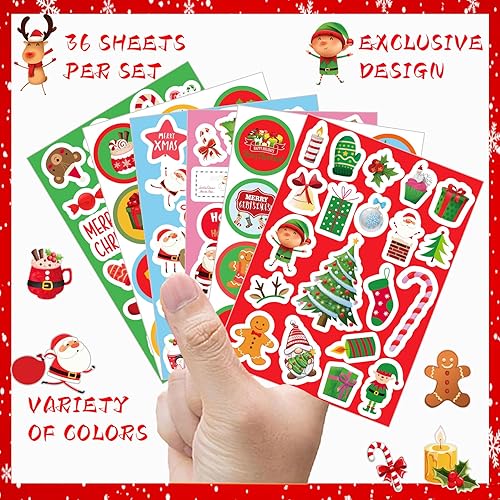 Miniatura 4 de Calcomanías de Navidad para niños, 624 unidades, calcomanías de adorno de Navidad, calcomanías de Navidad a granel, lindas calcomanías de Navidad,