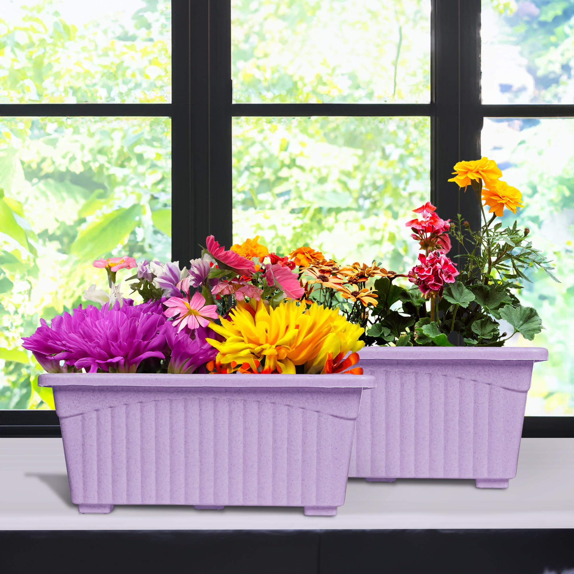 Kuber Industries Pack of 2 Flower Pot | Flower Planters for Home-Lawns & Gardening | Flower Pot for Living Room-Office | Window Planters | Flower Pots for Balcony | Marble Jupitar | Purple (B0D4HY8DRW) Amazon Price History, Amazon Price Tracker