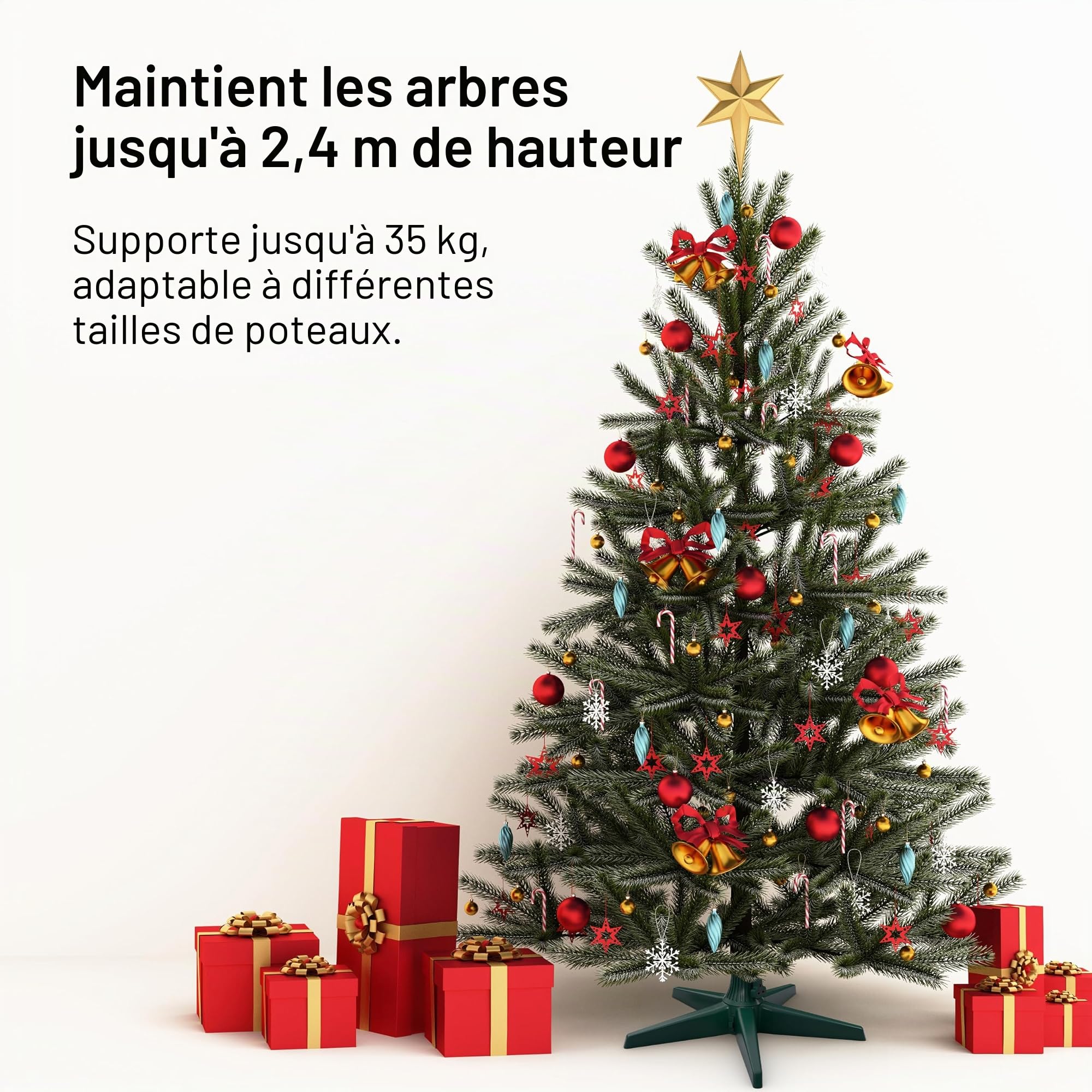 Support de sapin de Noël artificiel rotatif à 360°, support rotatif réglable pour sapin de Noël artificiel rotatif pour décoration de maison, festival, jusqu'à 2,4 m et 35 kg