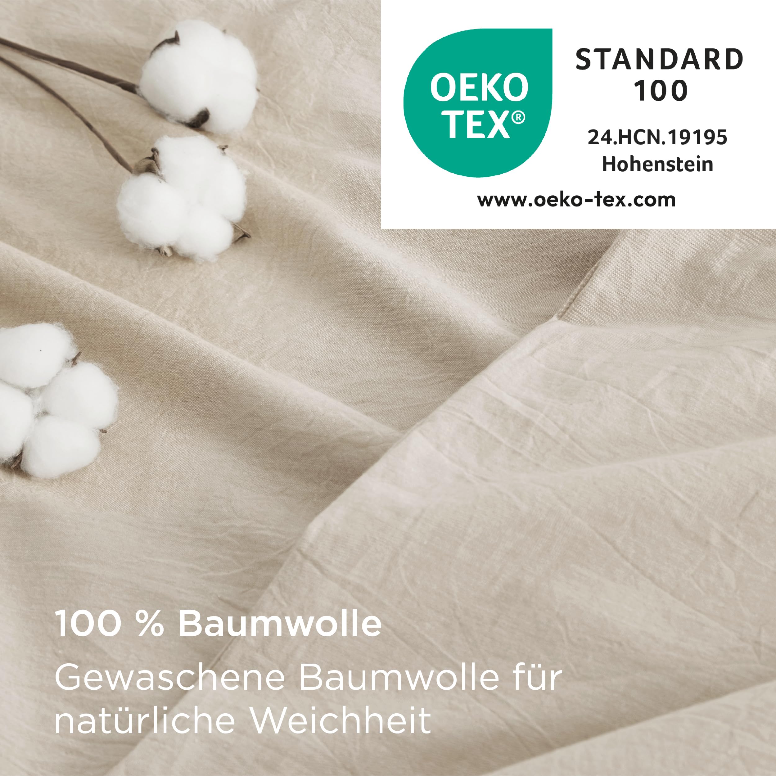 BEDSURE Ropa de cama de 135 x 200 cm, algodón de 4 piezas, juego de ropa de cama de verano, color beis, juego de 2 unidades con 2 fundas de almohada de 80 x 80 cm, textura similar al lino lavado