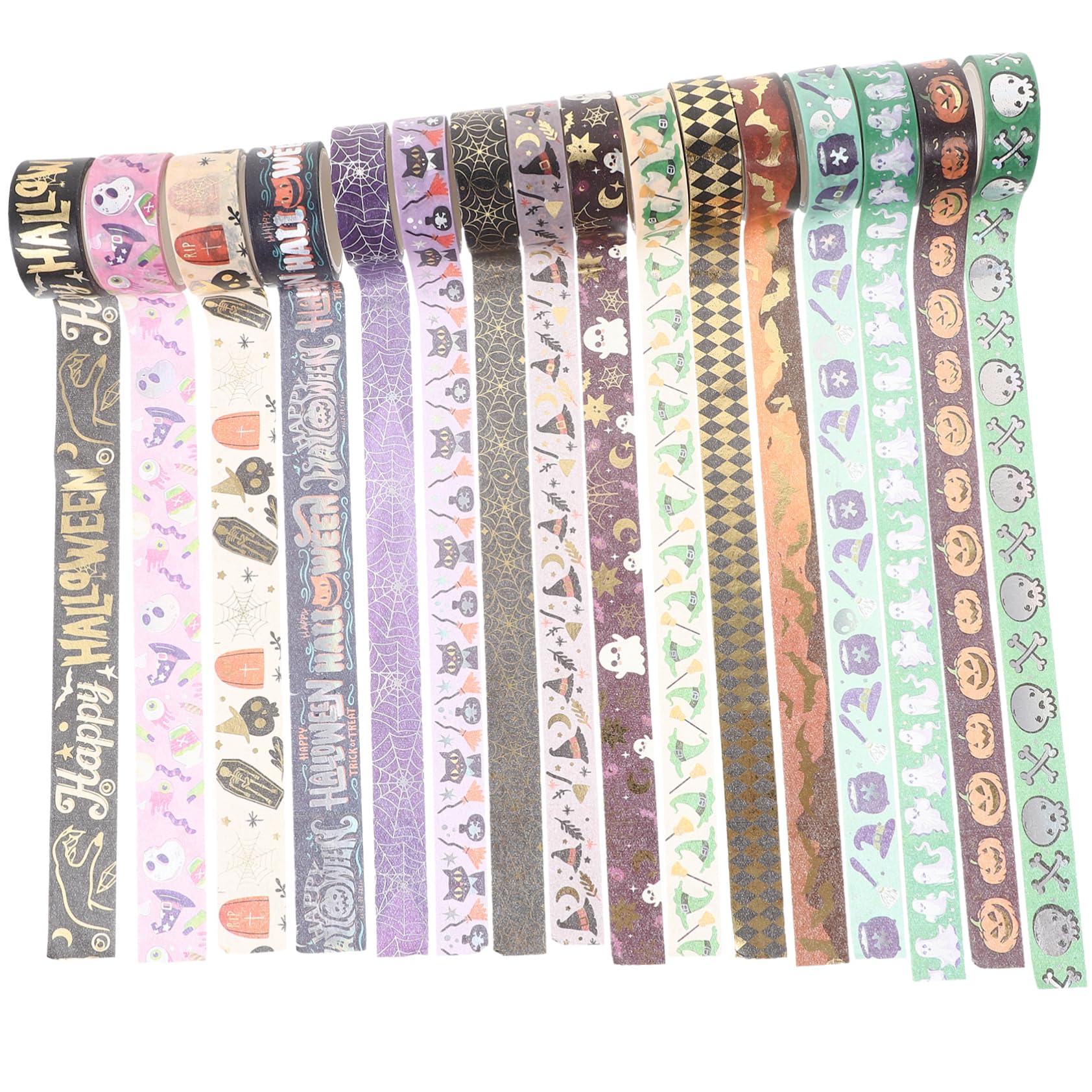 DOITOOL 5 Ensembles Ruban Adhésif Décoratif Halloween Washi Tape Avec Motifs Élégants Pour Scrapbooking Et Bricolage Pour Journaling Et Créatifs 16 Rouleaux*5