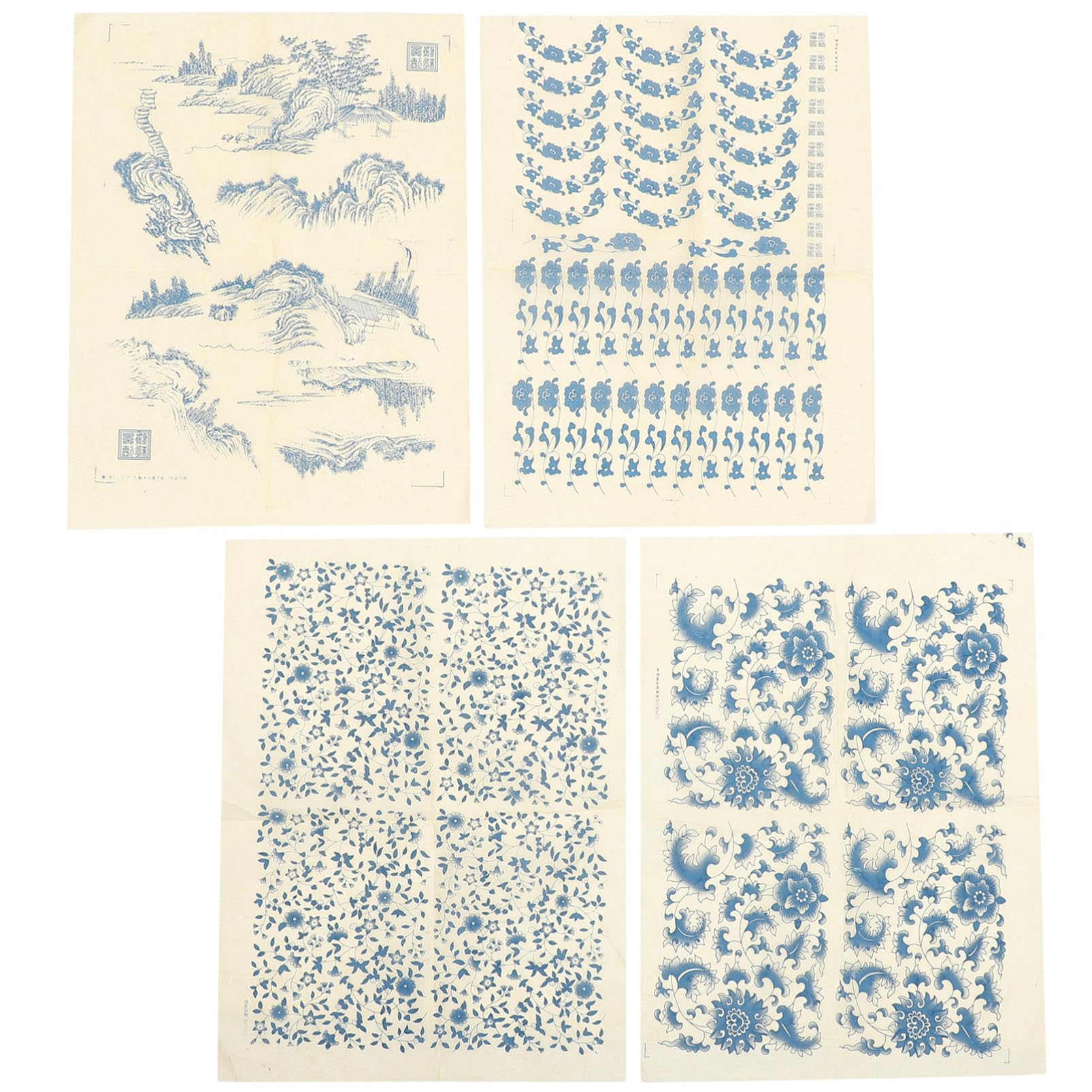 TEHAUX 20feuilles Papier De Transfert Décalcomanies sous-glaçure pour Artisanat Design Chinois Haute Température