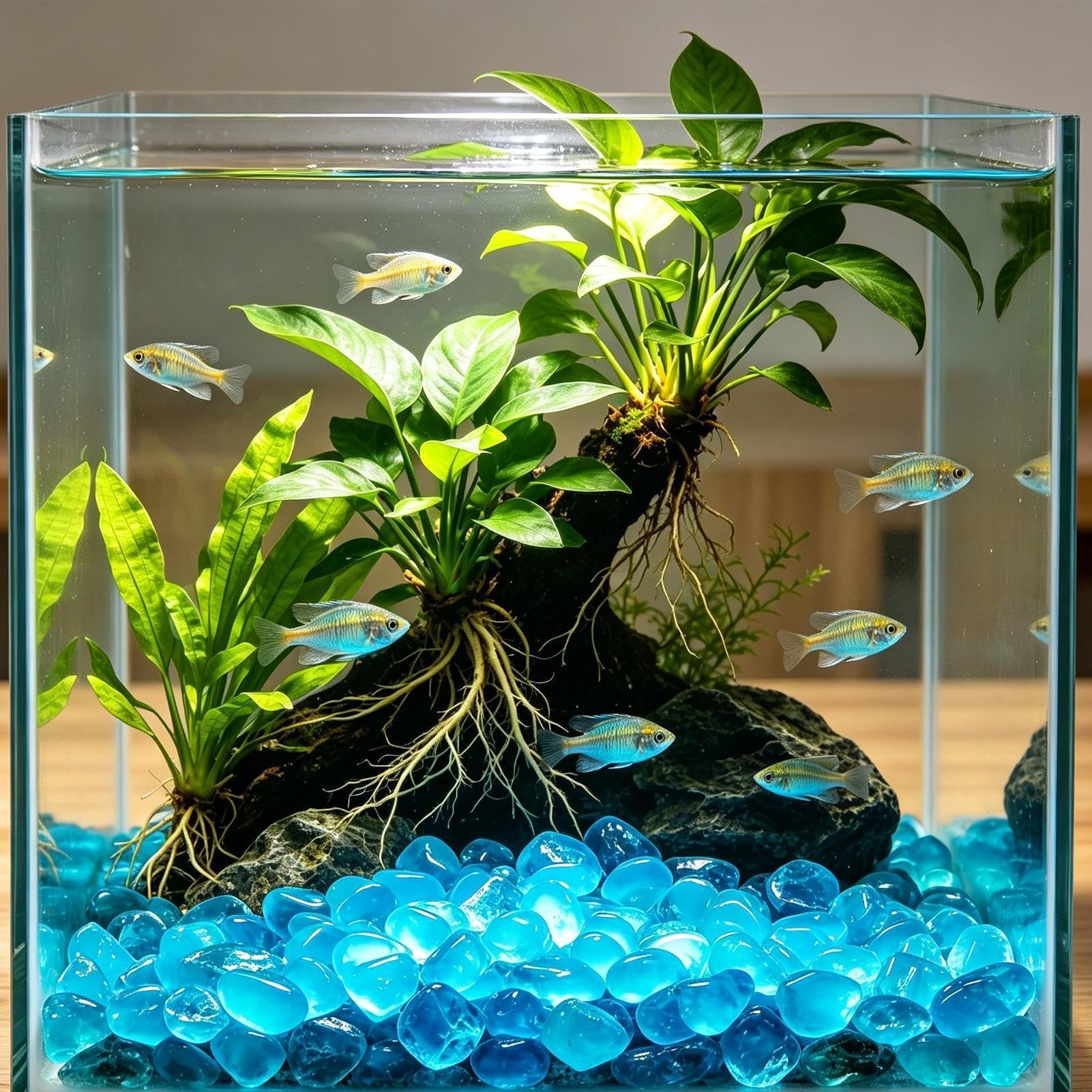 Pietre luminose da giardino - Pietre di ciottoli luminosi da 300 pezzi | Ciottoli decorativi in ​ ​resina da 0,19 pollici per passerella cortile giardino fatato acquario acquario patio spiaggi