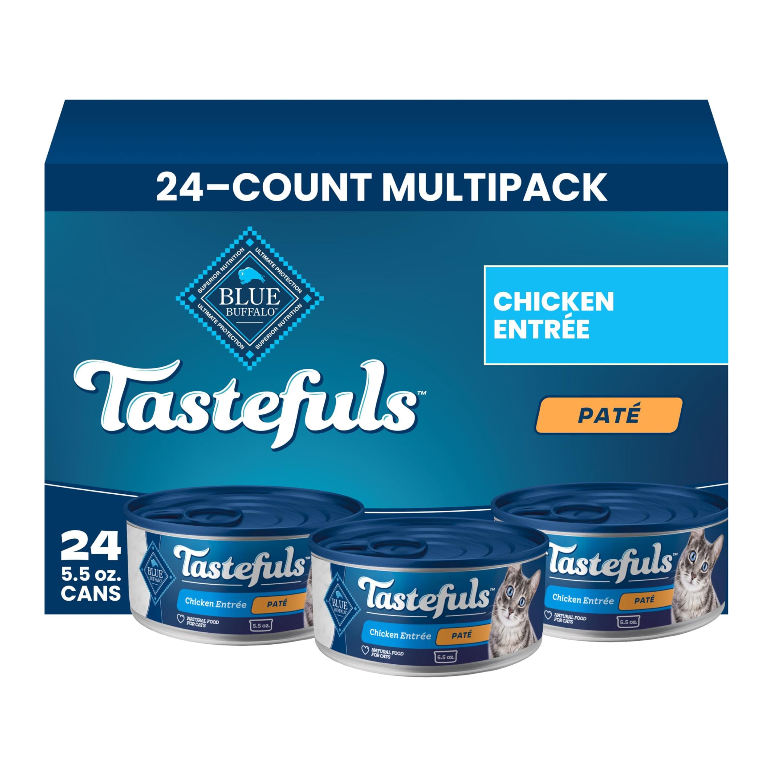 Blue Buffalo Tastefuls Chicken Paté Wet Cat Food, 5.5 oz, 24 ct