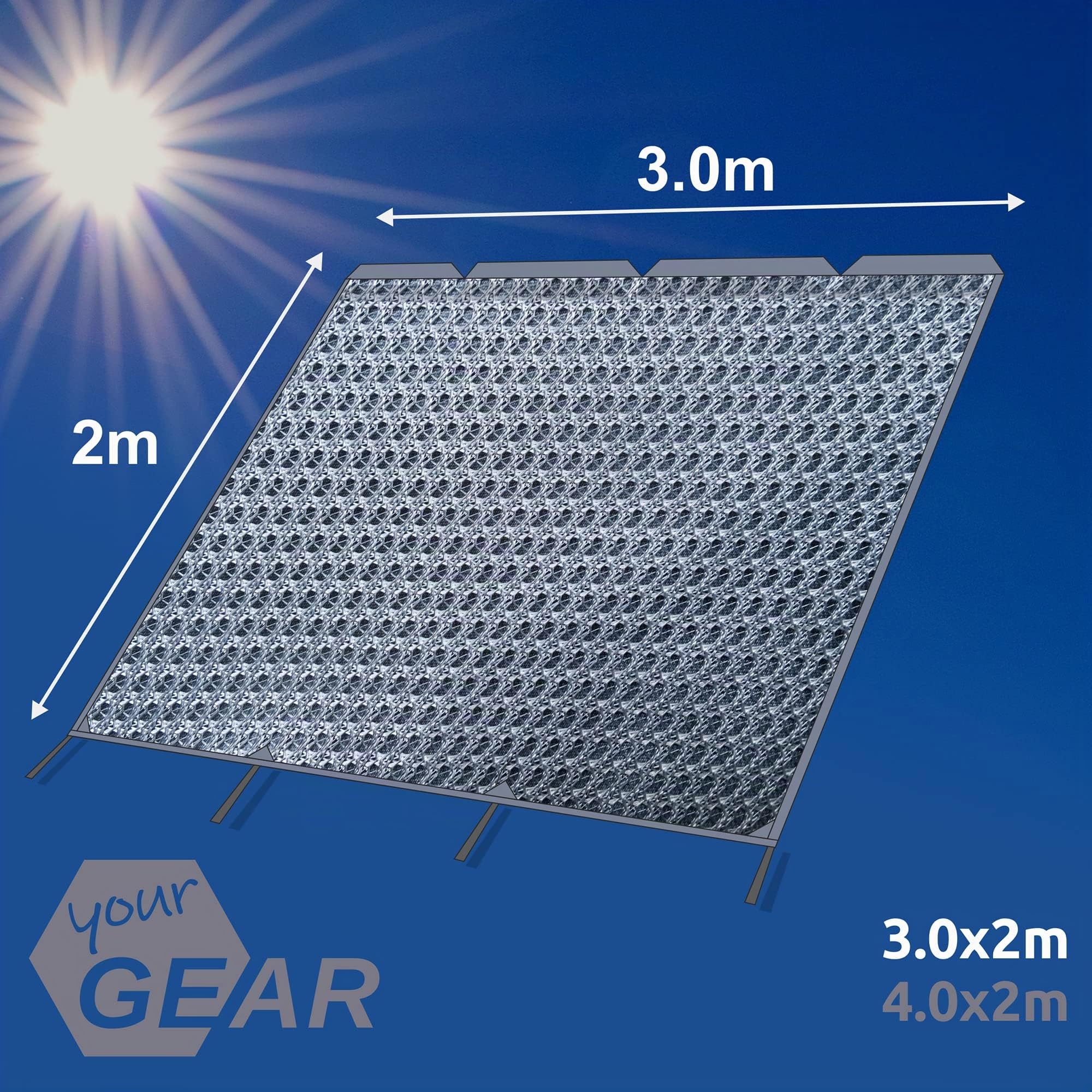 your GEAR Procida - Sonnenschutz Vorderwand 300 x 200 cm für Caravan Sonnensegel Sun Sail Markisenwand