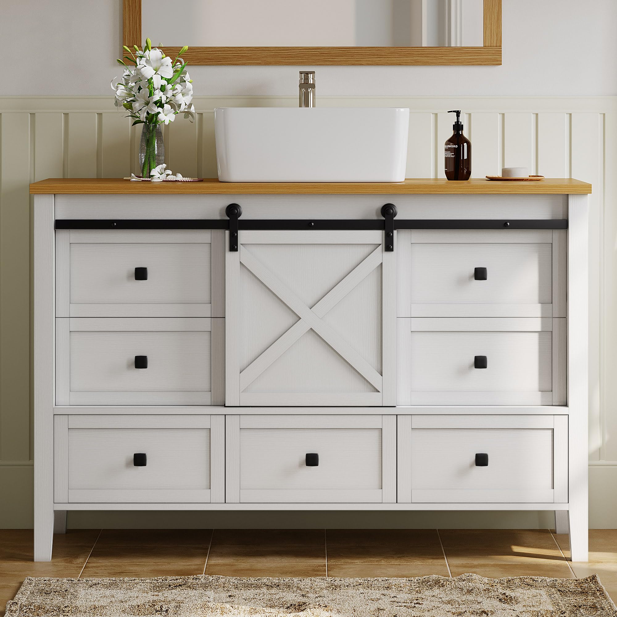 Amazon.com: DWVO 48" Farmhouse Bathroom Vanity with Sink Combo, Barn ...